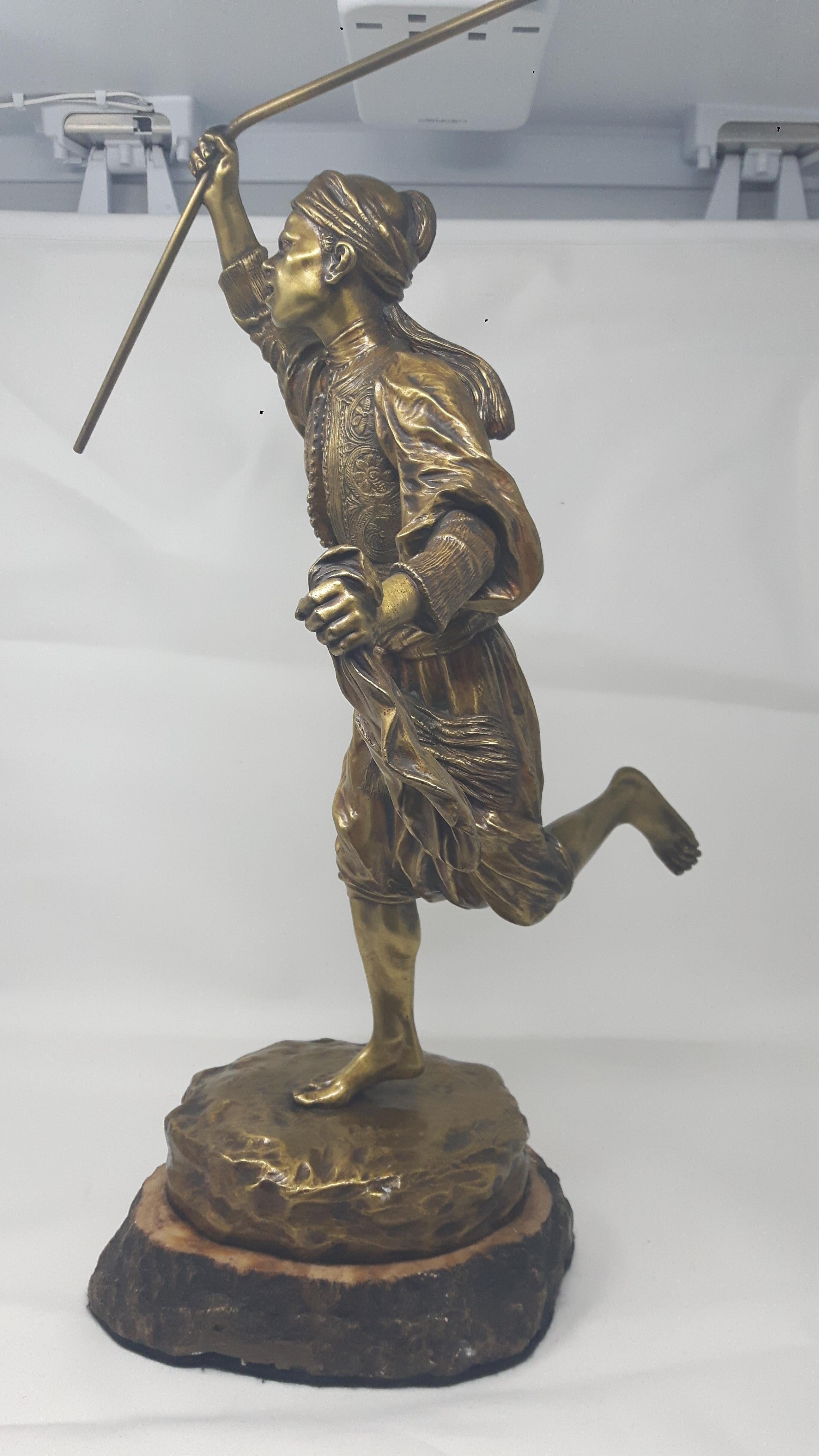 Cast Gilt Bronze by the Vienese Sculptor T.Curts For Sale