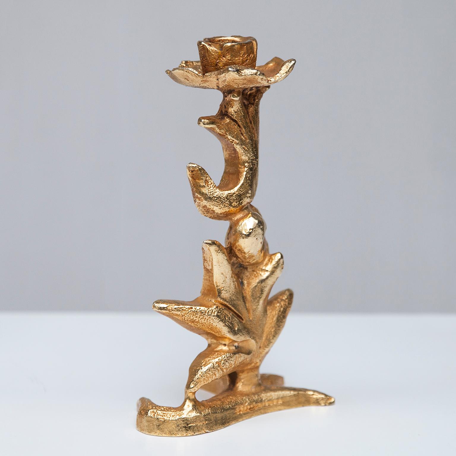 Extremely heavy gilt bronze, this French candlestick is highly collectible. T