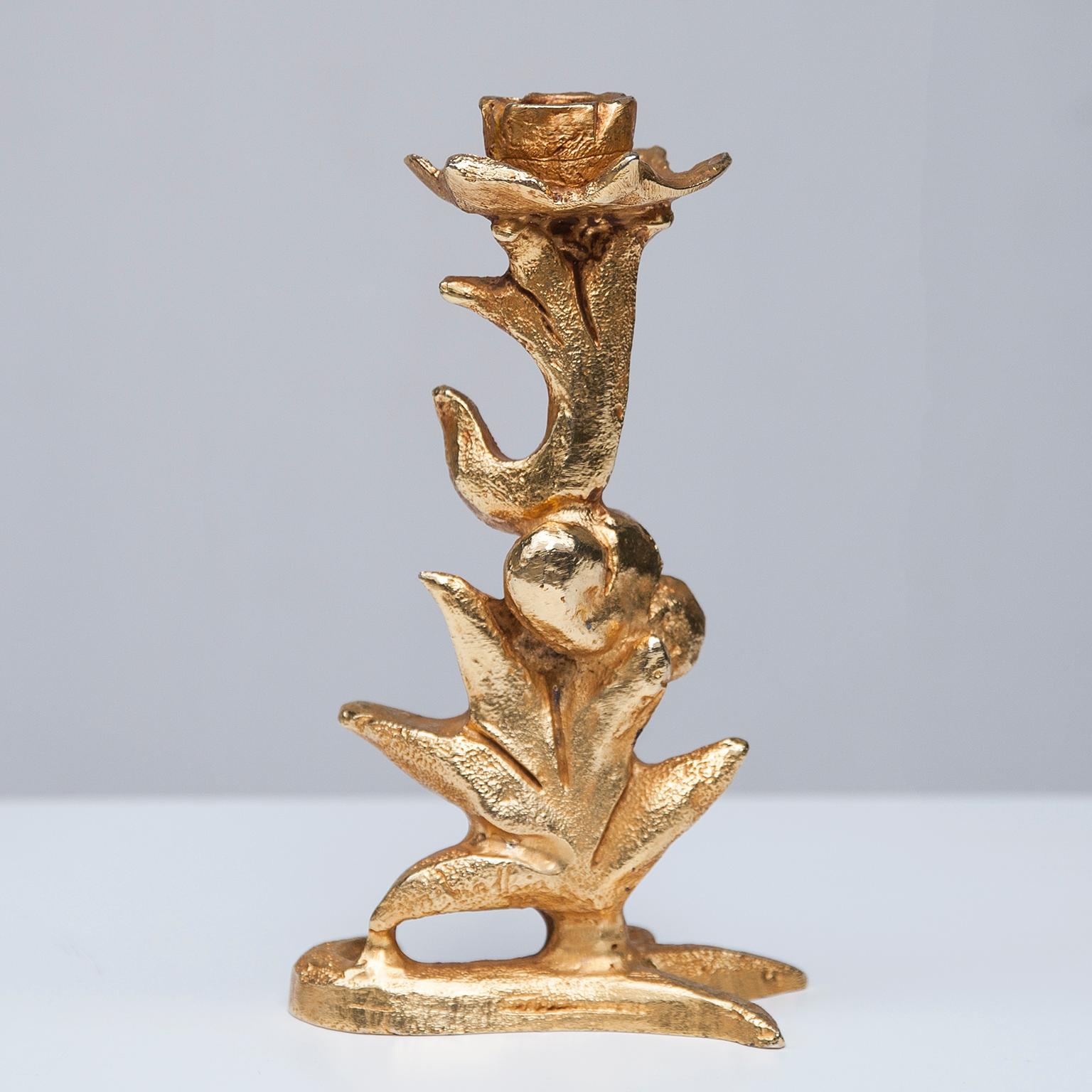 Hollywood Regency Gilt Bronze Candleholder Pierre Casenove Style