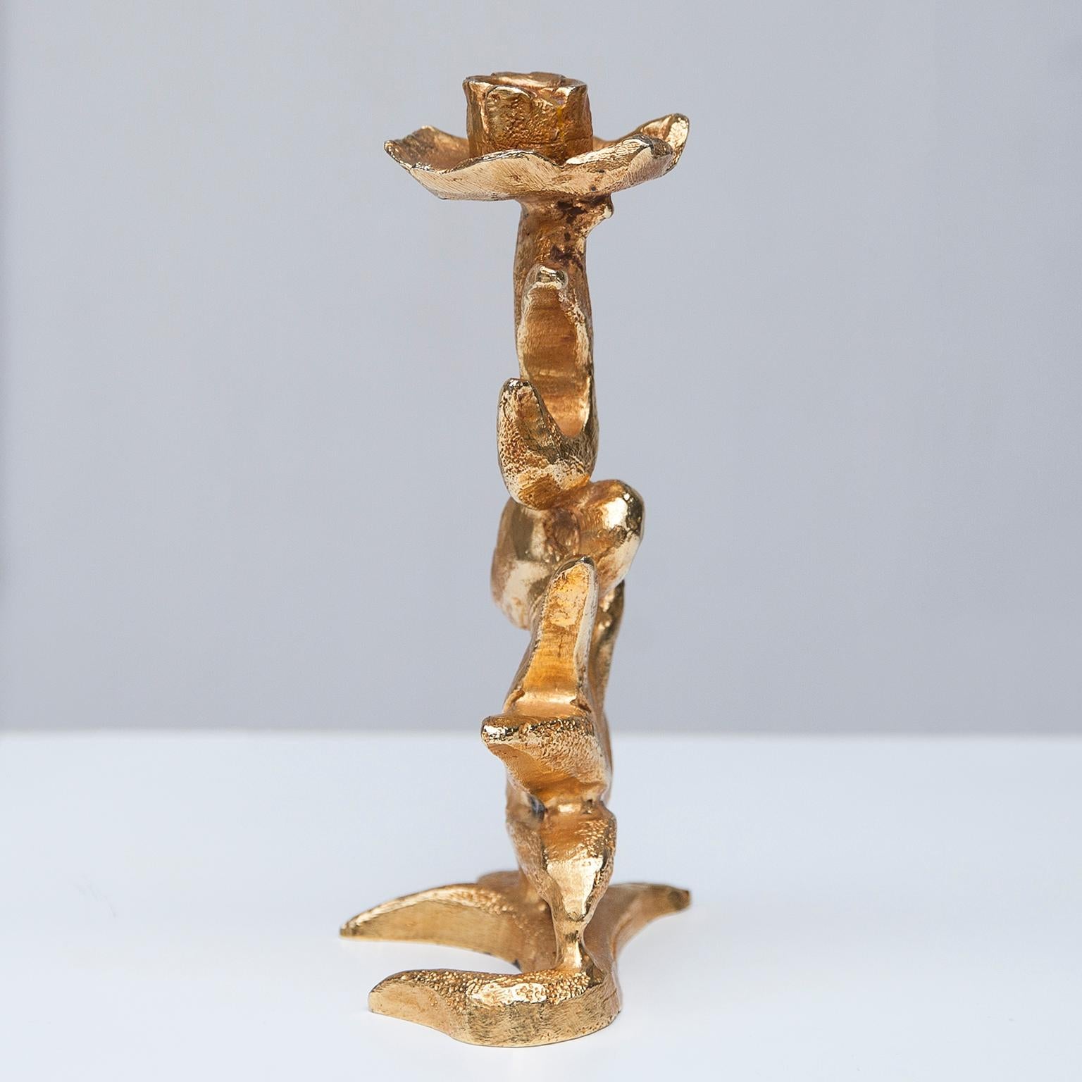 French Gilt Bronze Candleholder Pierre Casenove Style