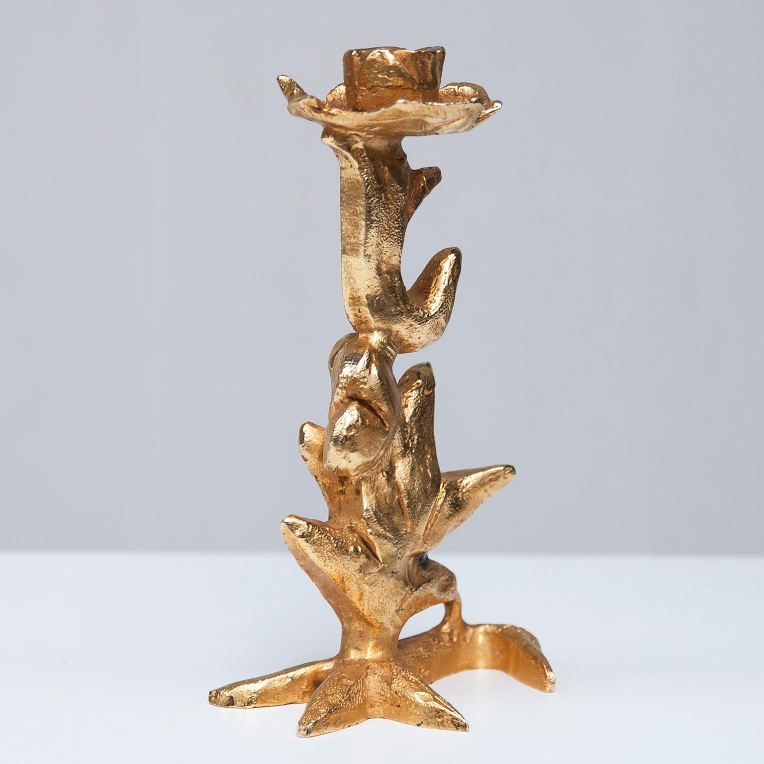 Gilt Bronze Candleholder Pierre Casenove Style In Excellent Condition In Munich, DE