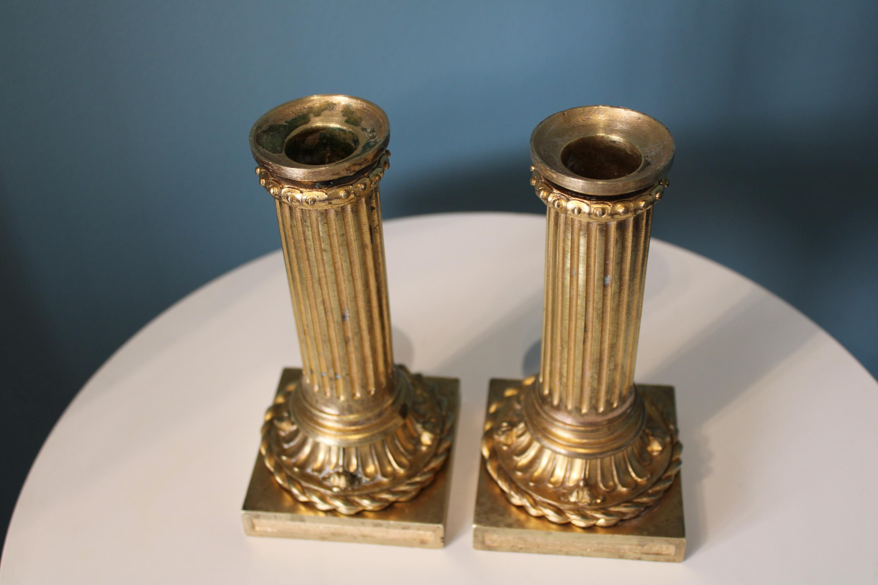 European Gilt Bronze Candlesticks, 19th Century For Sale