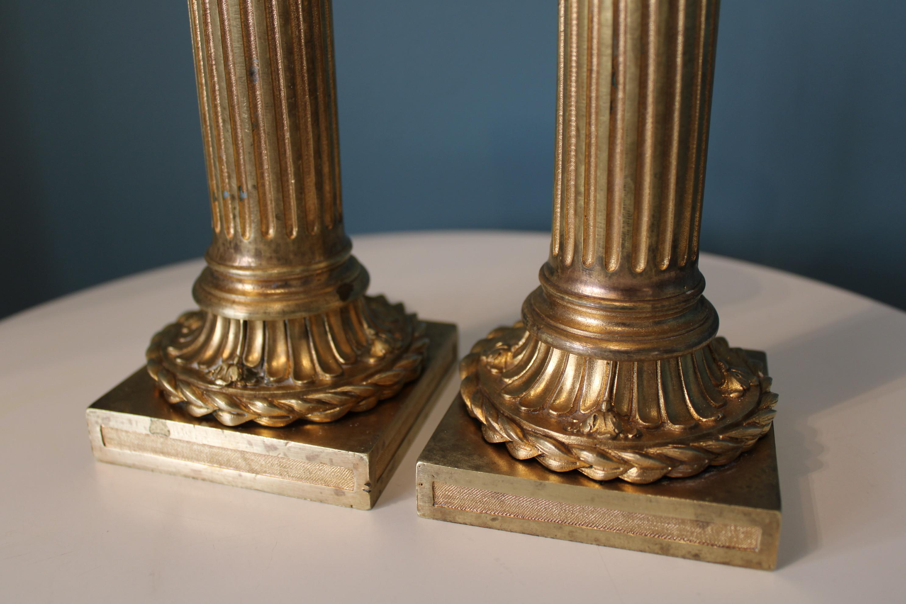 Gilt Bronze Candlesticks, 19th Century In Fair Condition For Sale In Paris, FR