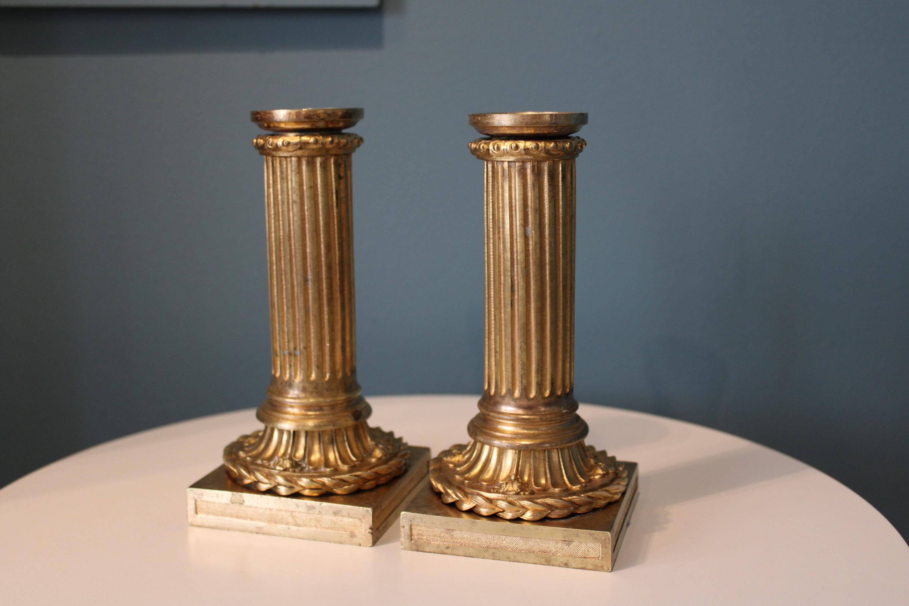 Gilt Bronze Candlesticks, 19th Century For Sale 2