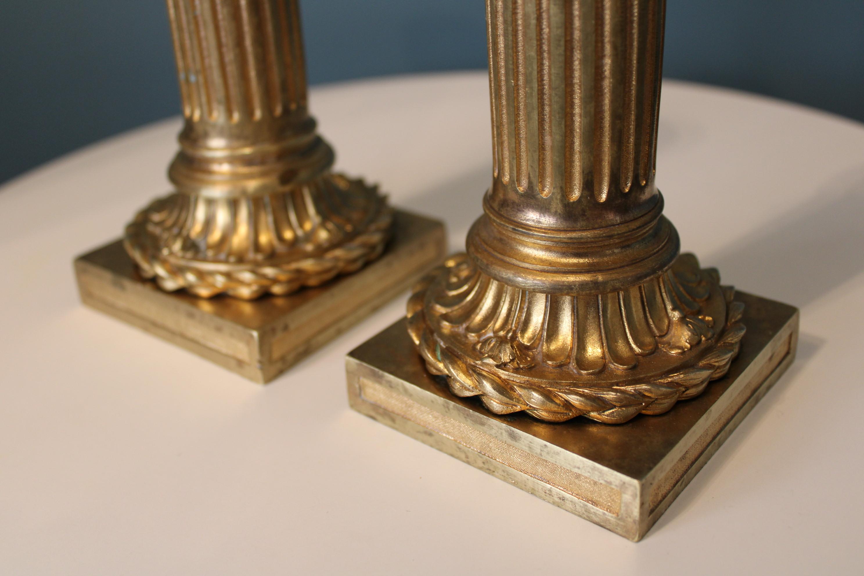 Gilt Bronze Candlesticks, 19th Century For Sale 3