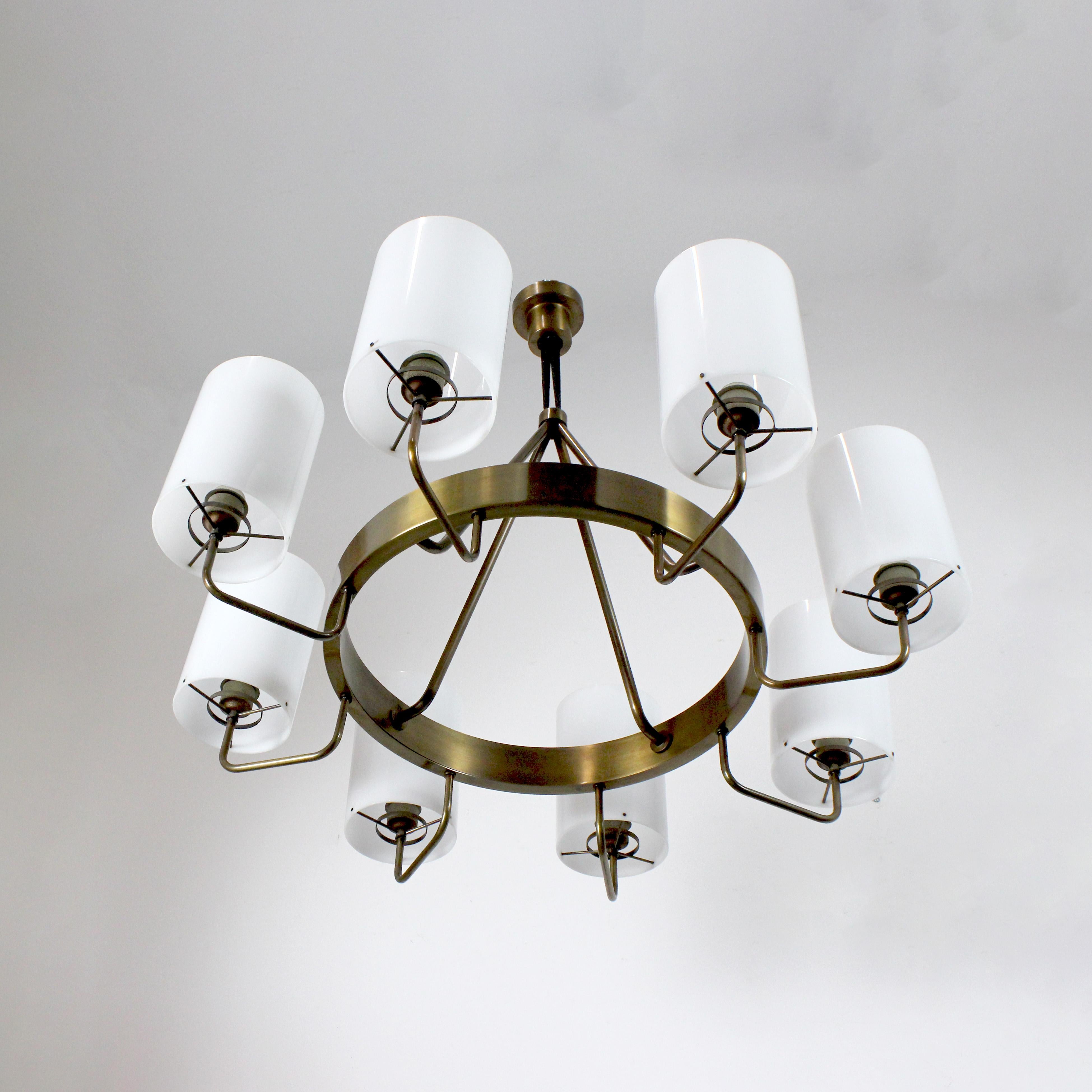 Gilt bronze ceiling lamp with white methacrylate shades - Spain - c. 1970

Dimensions: 140 x 90 cm (55 x 35 inches)