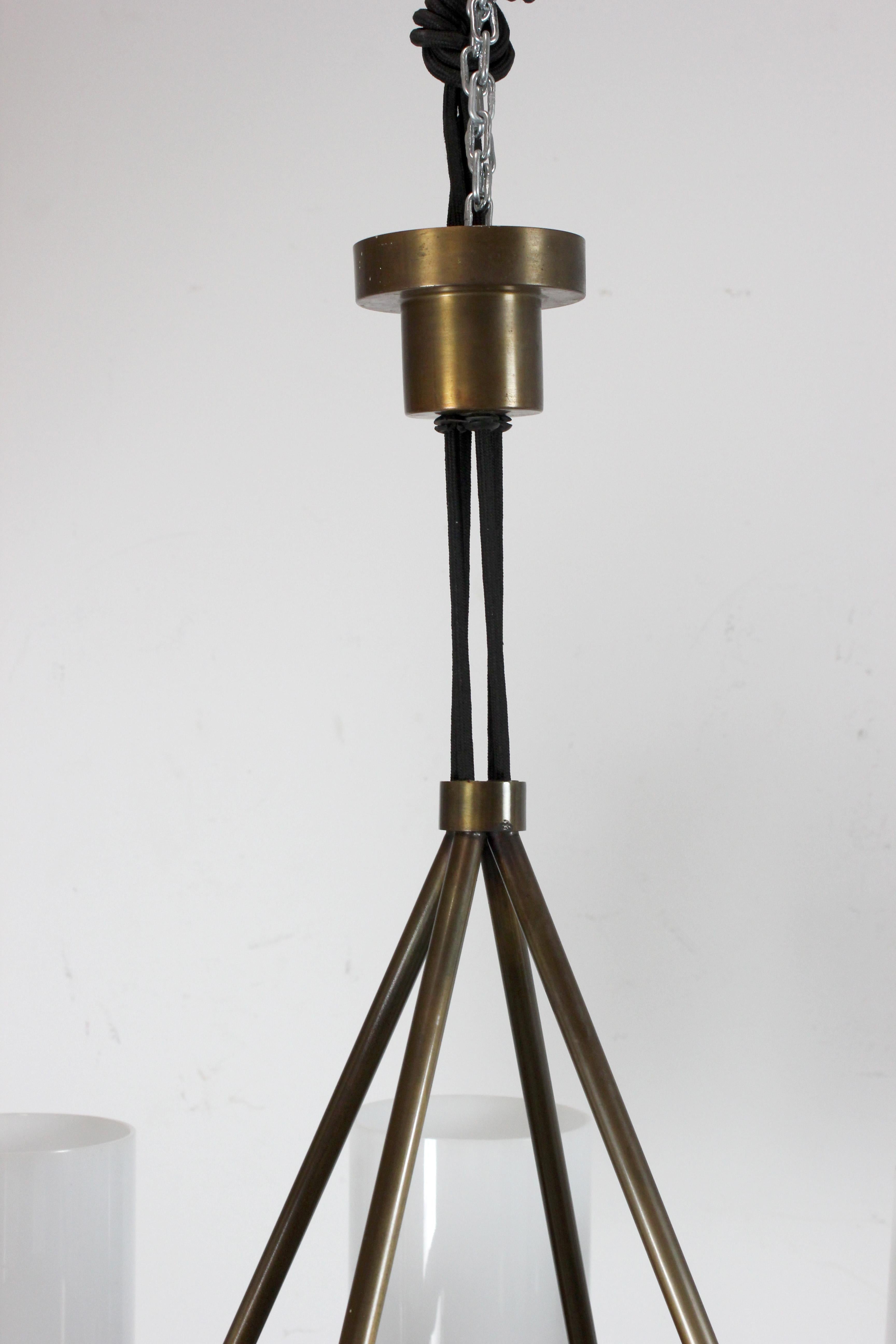 Gilt bronze ceiling lamp with white methacrylate shades - Spain - c. 1970 For Sale 2