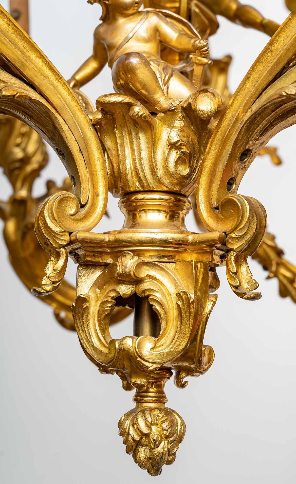 Mid-19th Century Gilt Bronze Chandelier, 19th Century