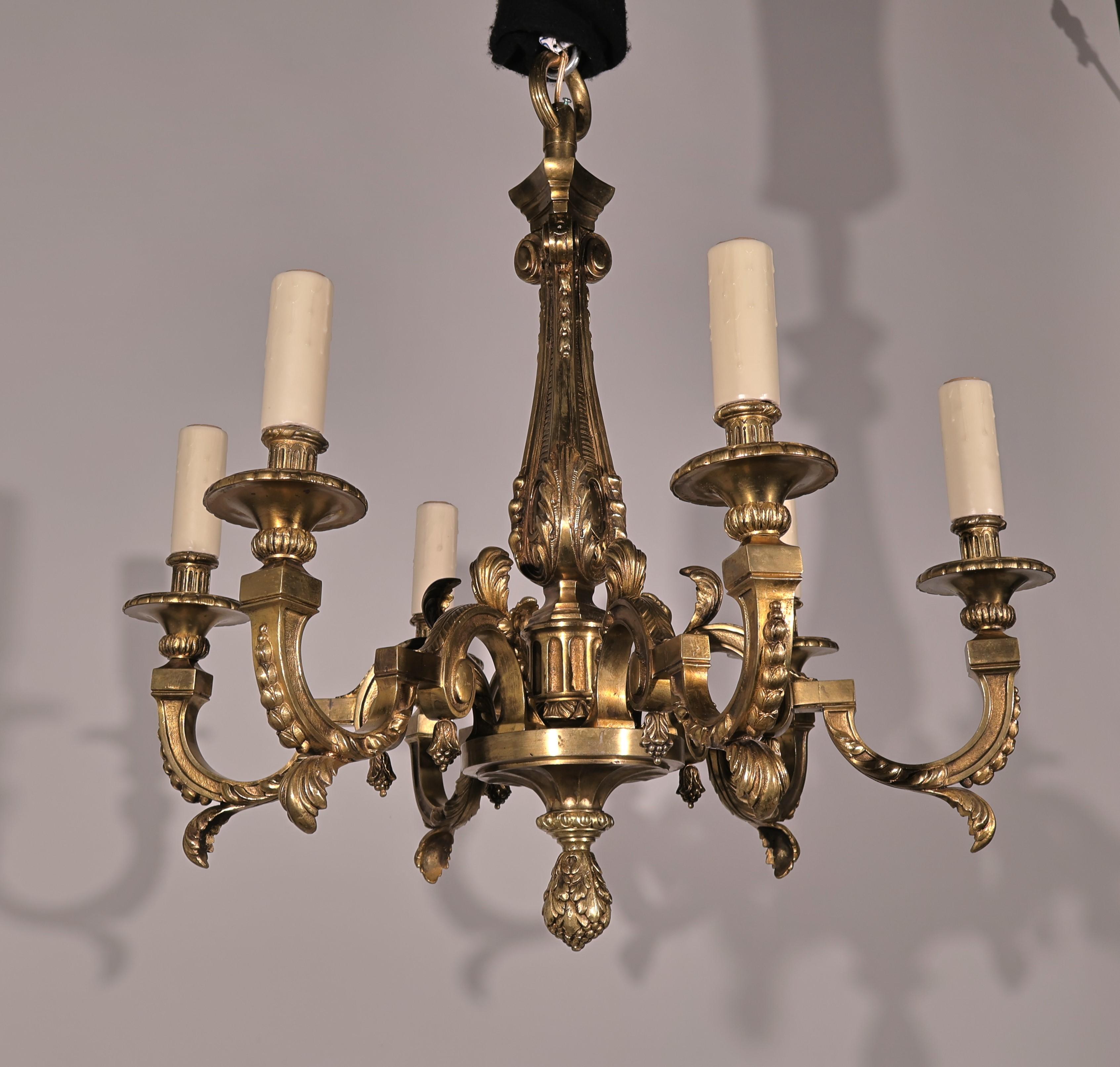 Gilt Bronze Chandelier For Sale 4