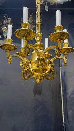 19th Century Caldwell Gilt Bronze Chandelier With Garlands 6 Lights