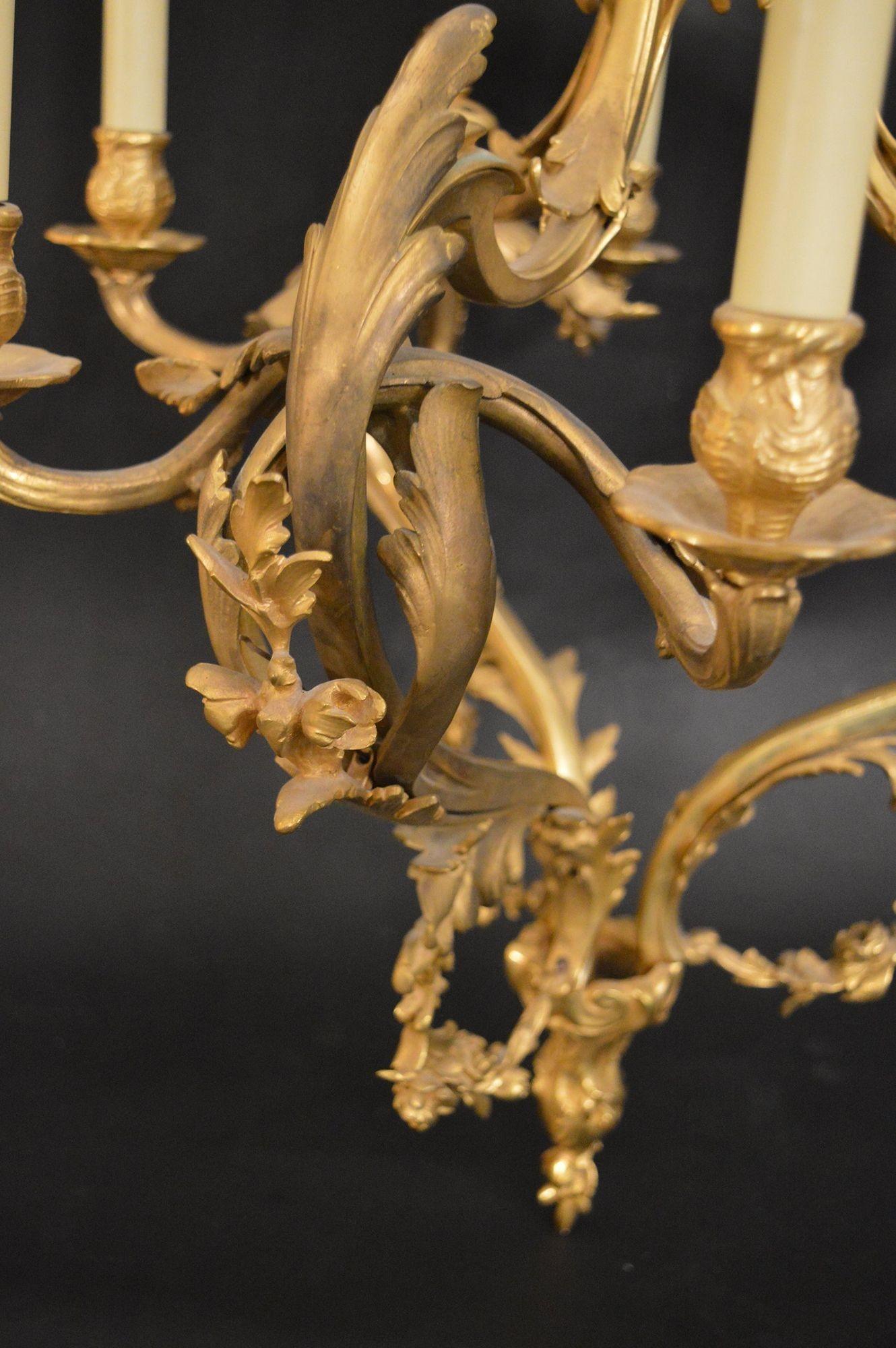 French Gilt Bronze Chandelier For Sale