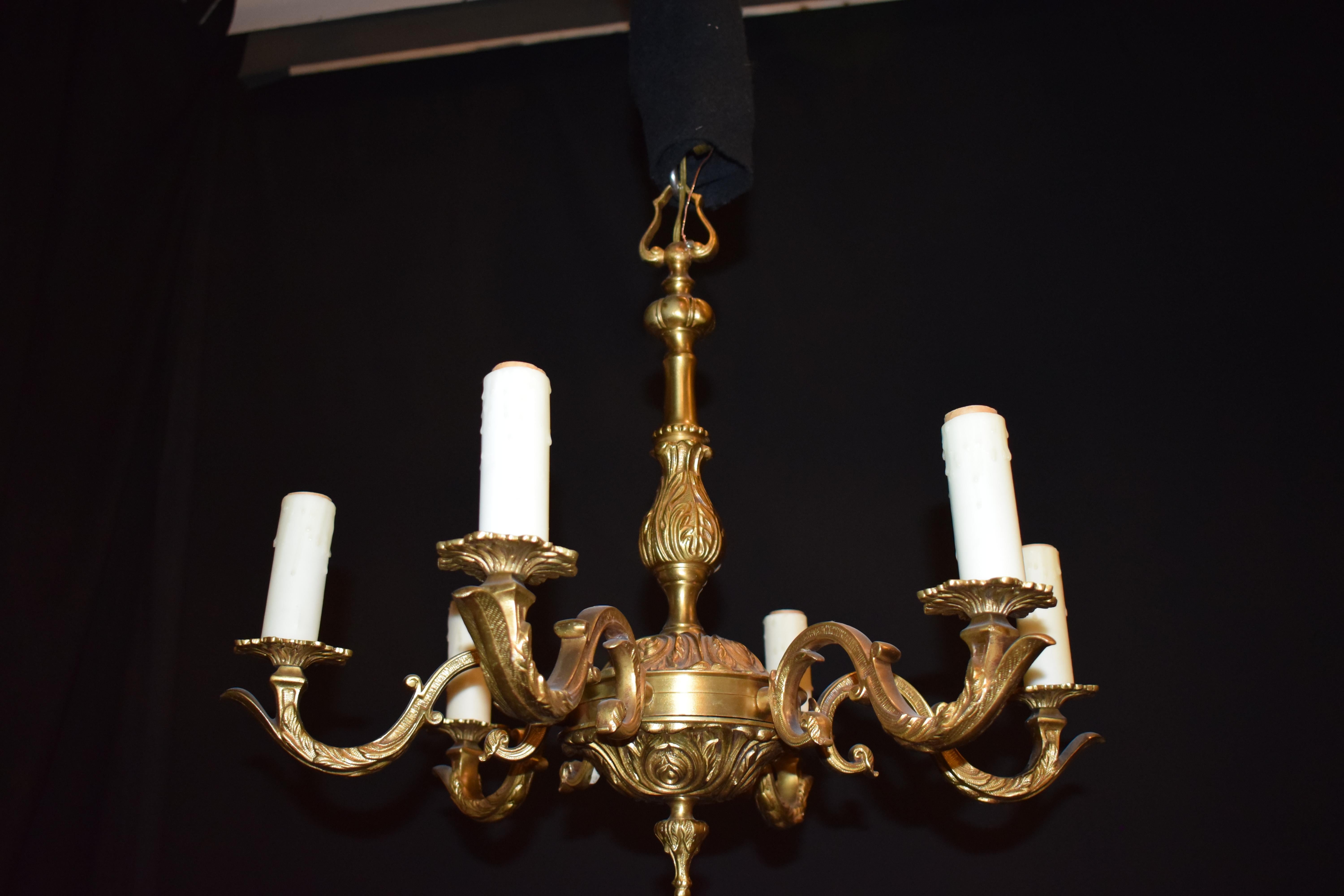 French Gilt Bronze Chandelier For Sale