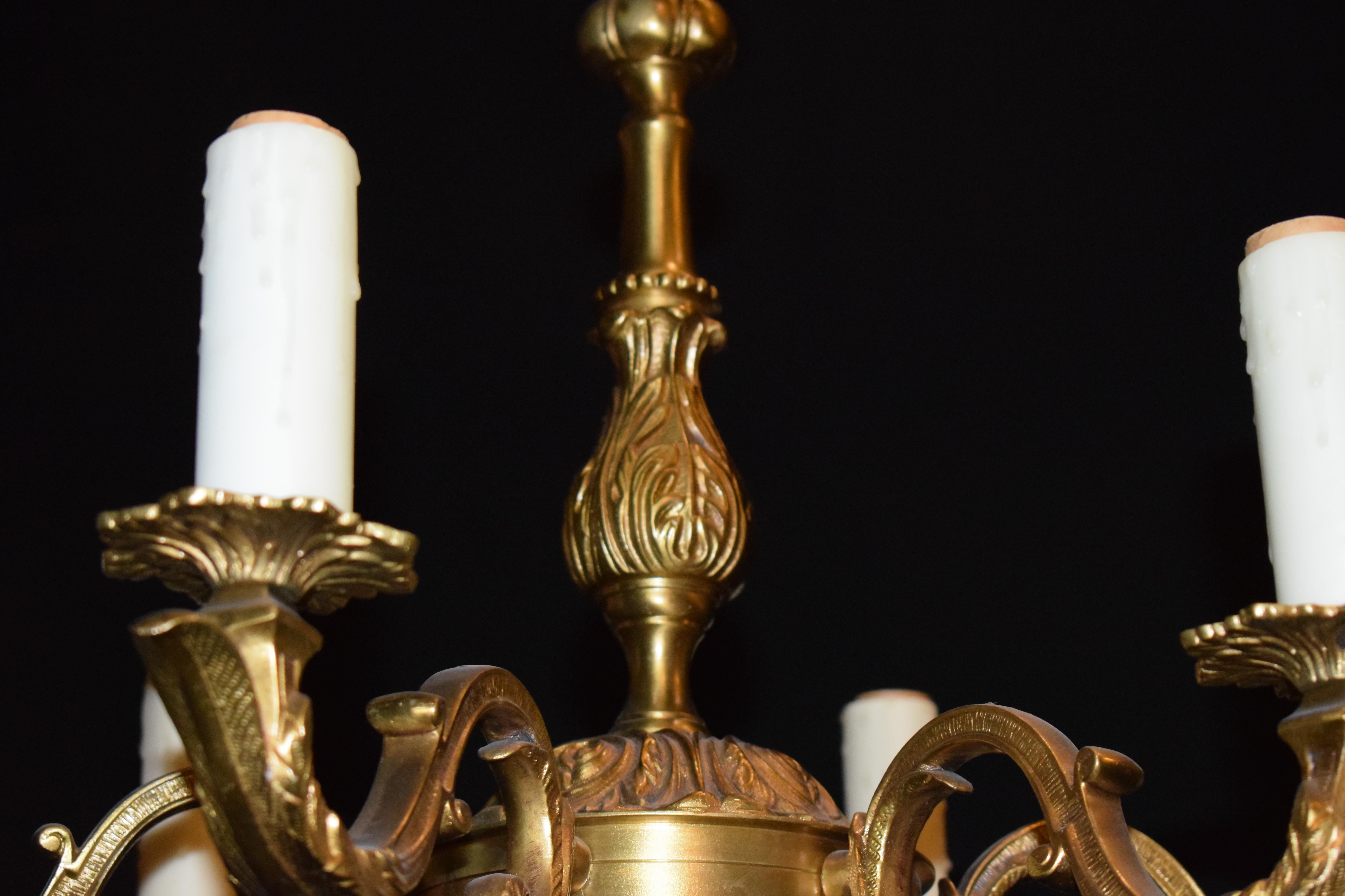 Gilt Bronze Chandelier In Good Condition For Sale In Atlanta, GA
