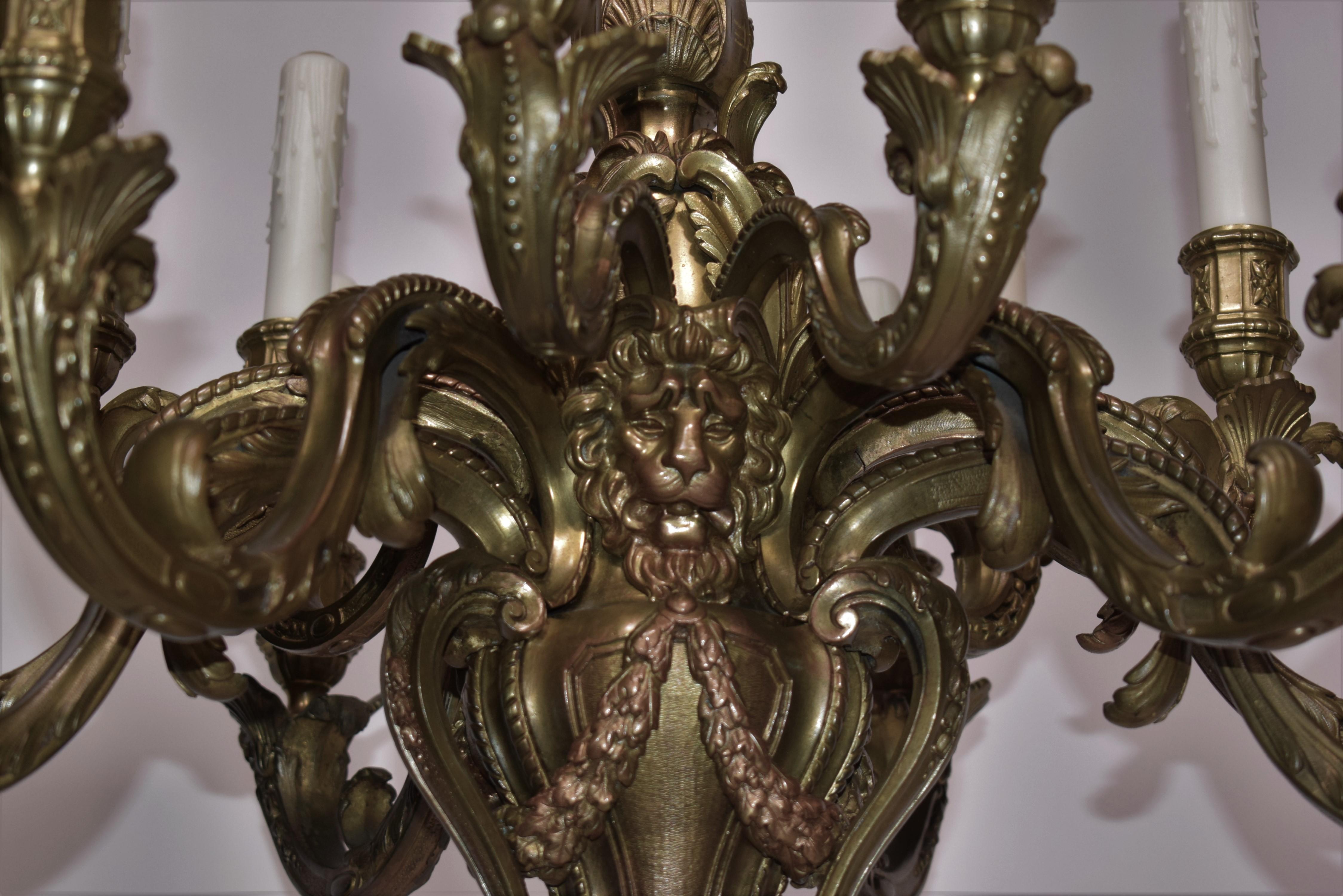 French Gilt Bronze Chandelier For Sale