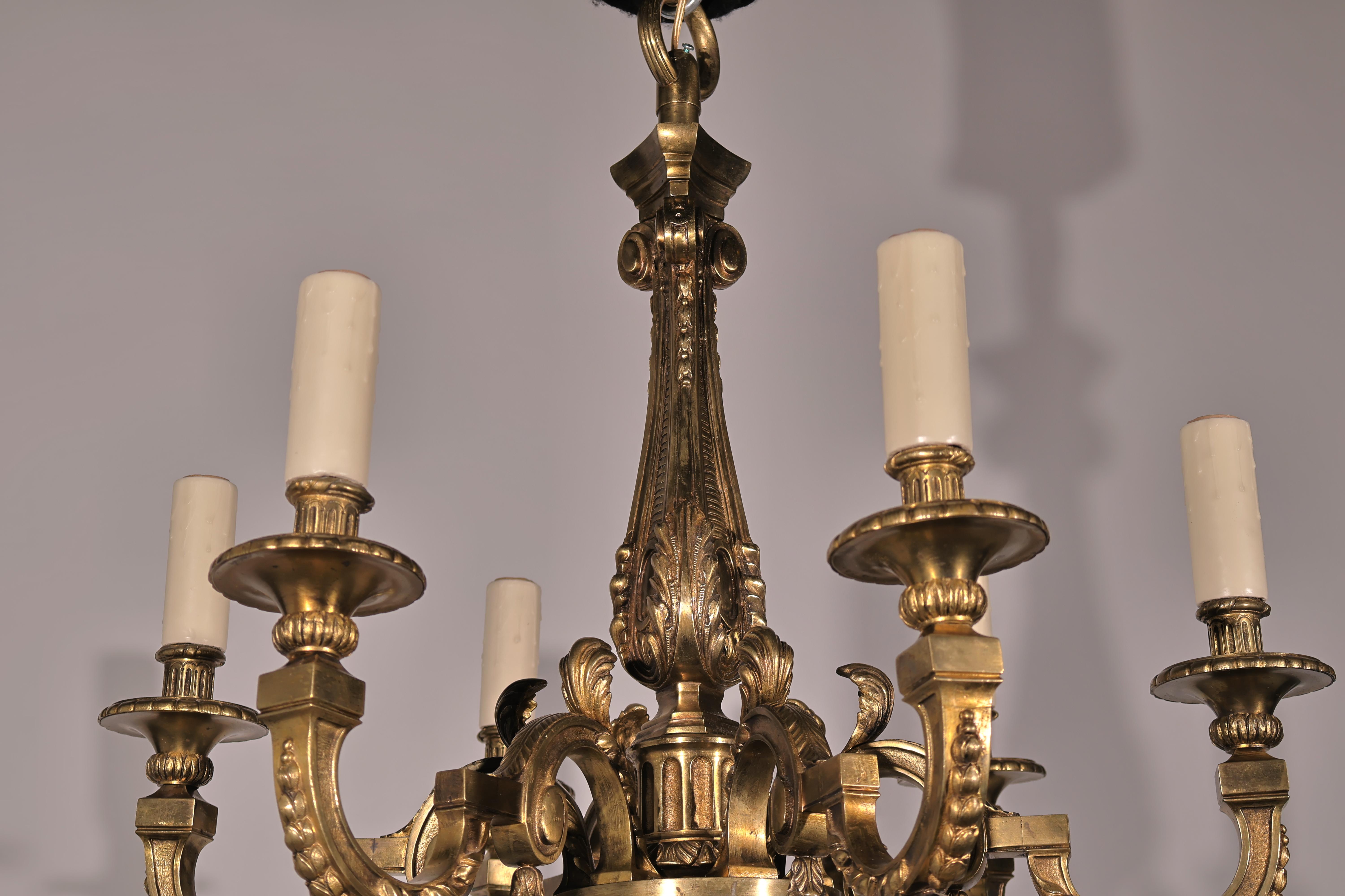 French Gilt Bronze Chandelier For Sale