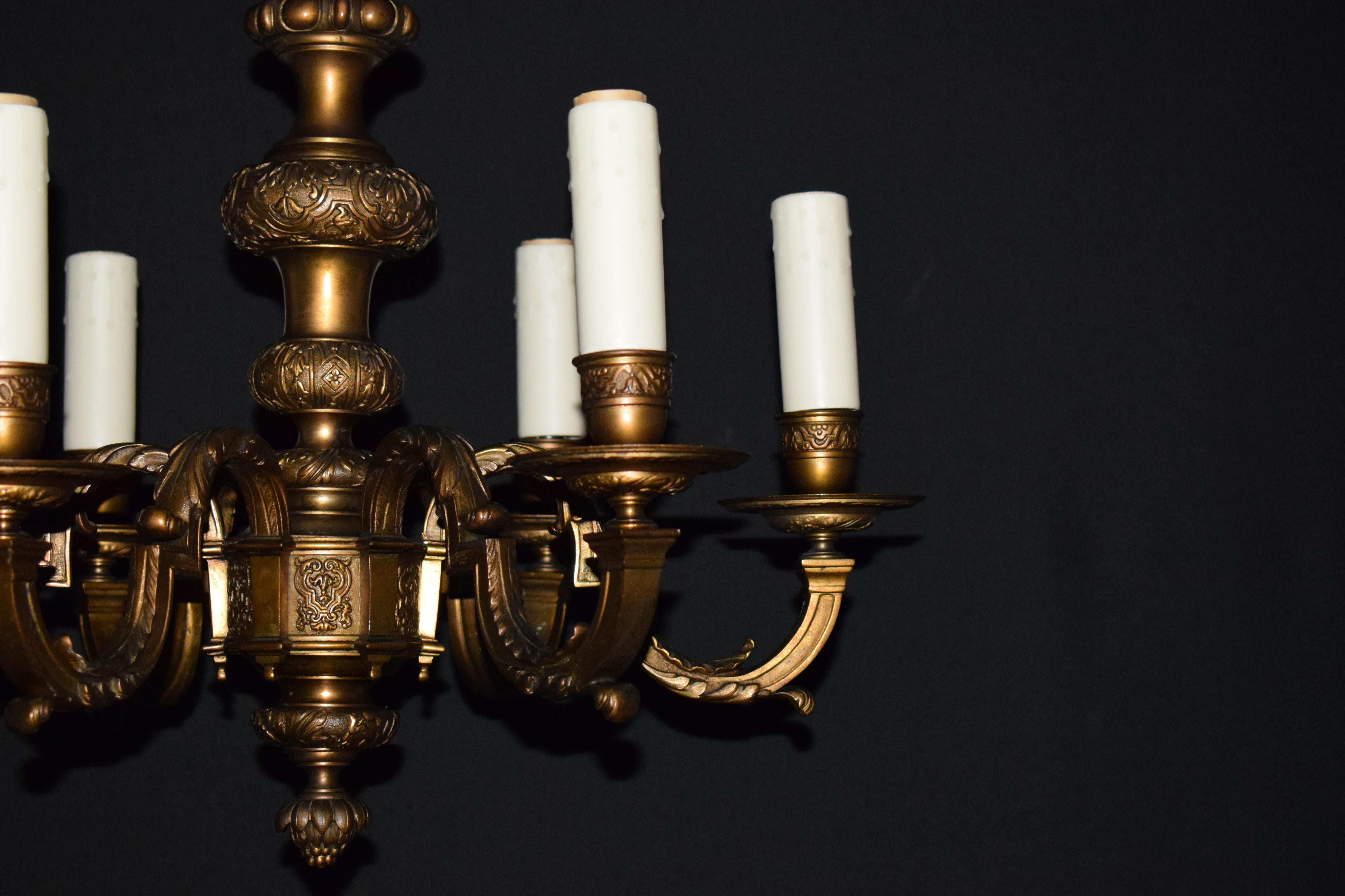 Gilt Bronze Chandelier In Good Condition For Sale In Atlanta, GA