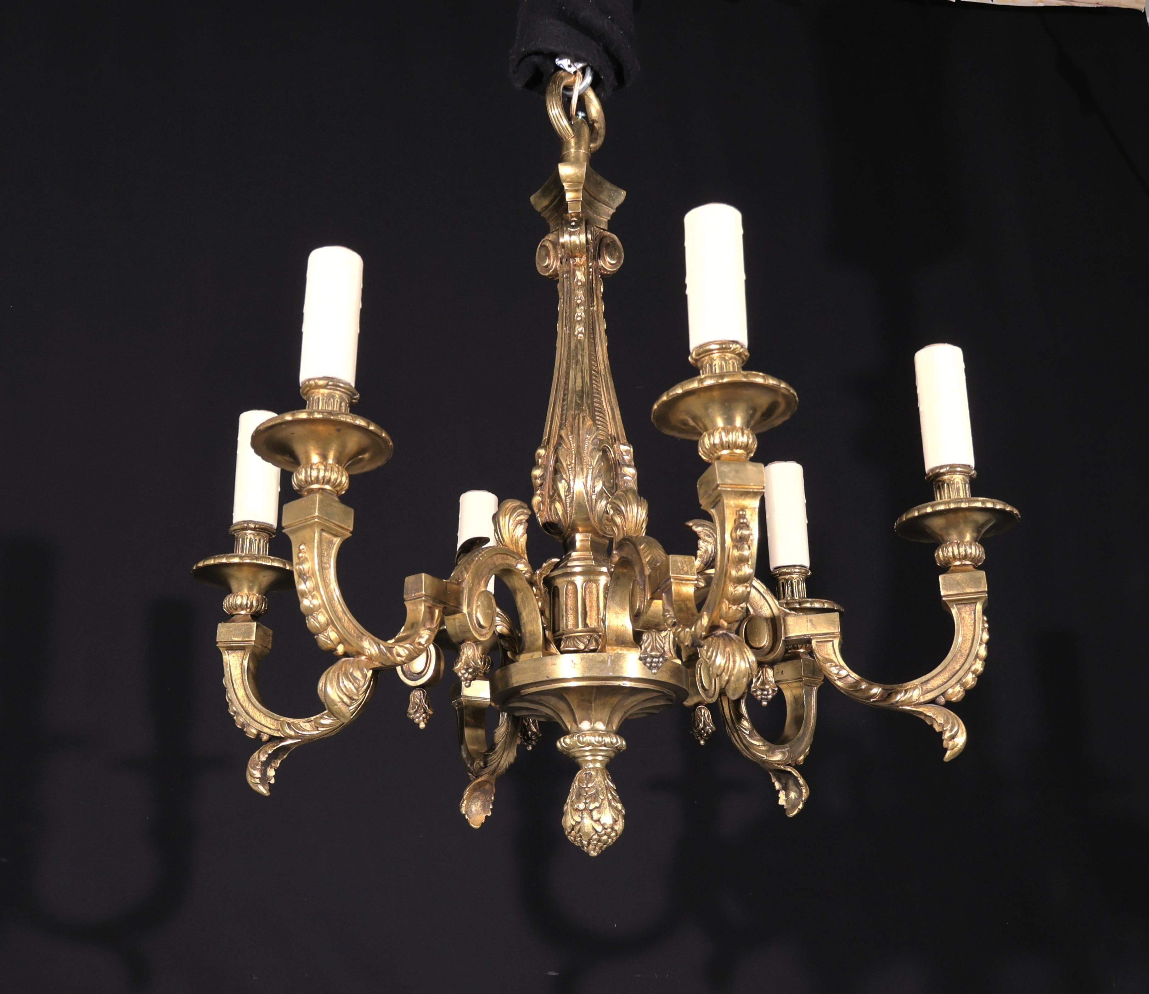 Gilt Bronze Chandelier In Good Condition For Sale In Atlanta, GA