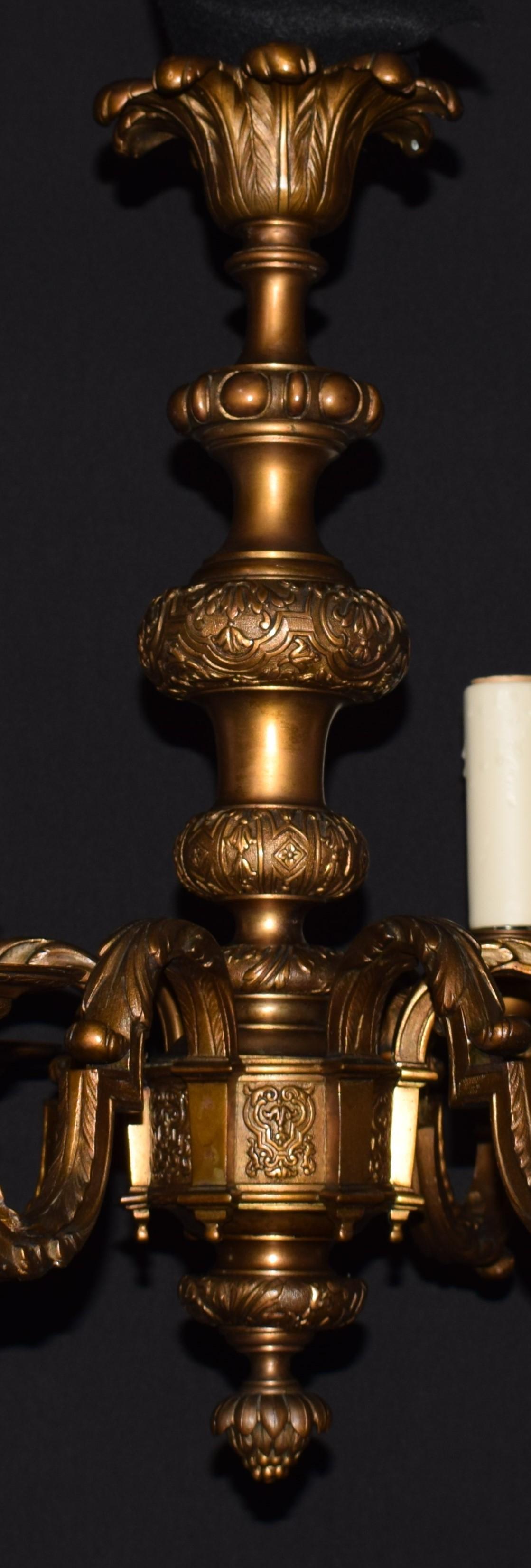 20th Century Gilt Bronze Chandelier For Sale