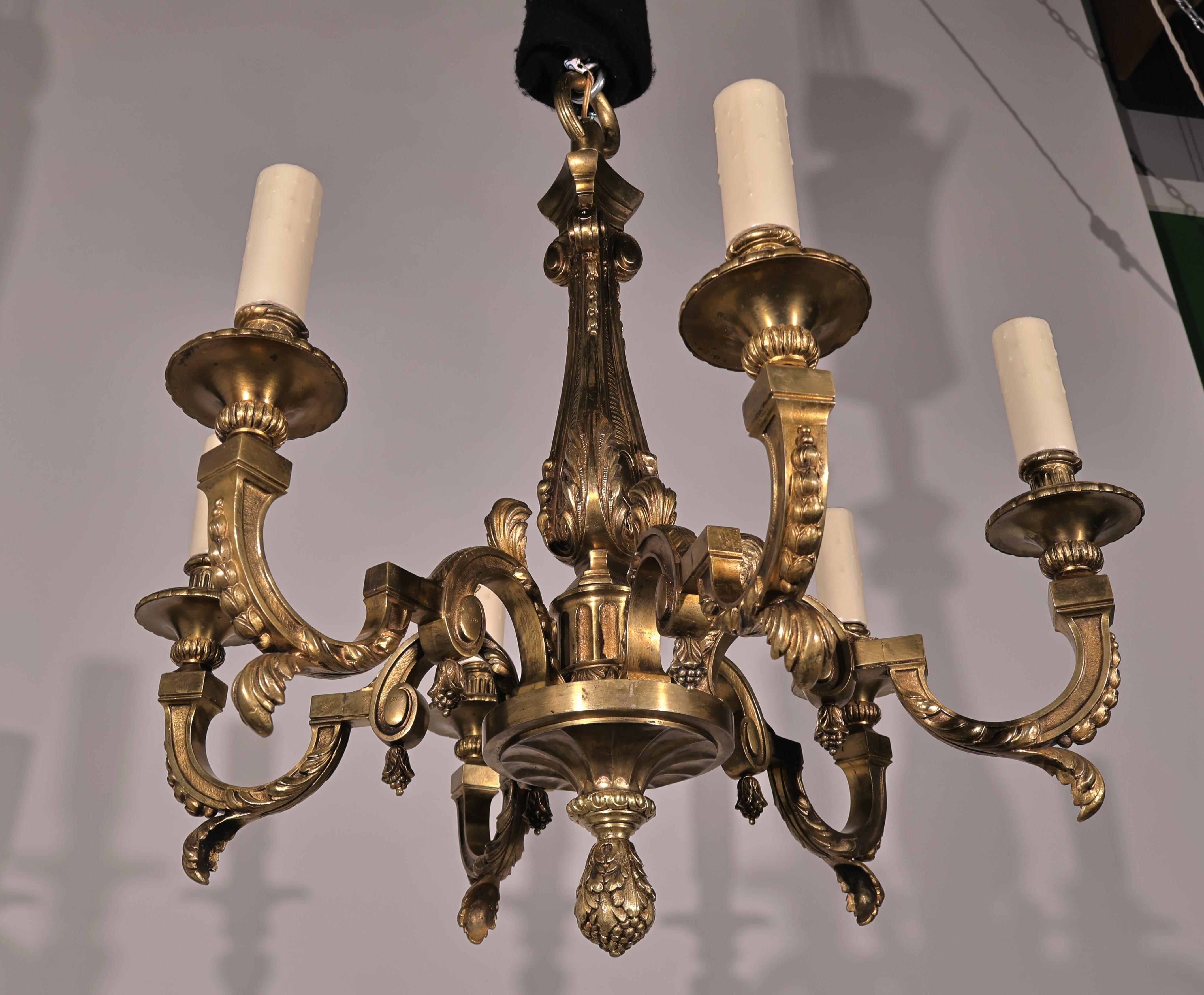 Early 20th Century Gilt Bronze Chandelier For Sale