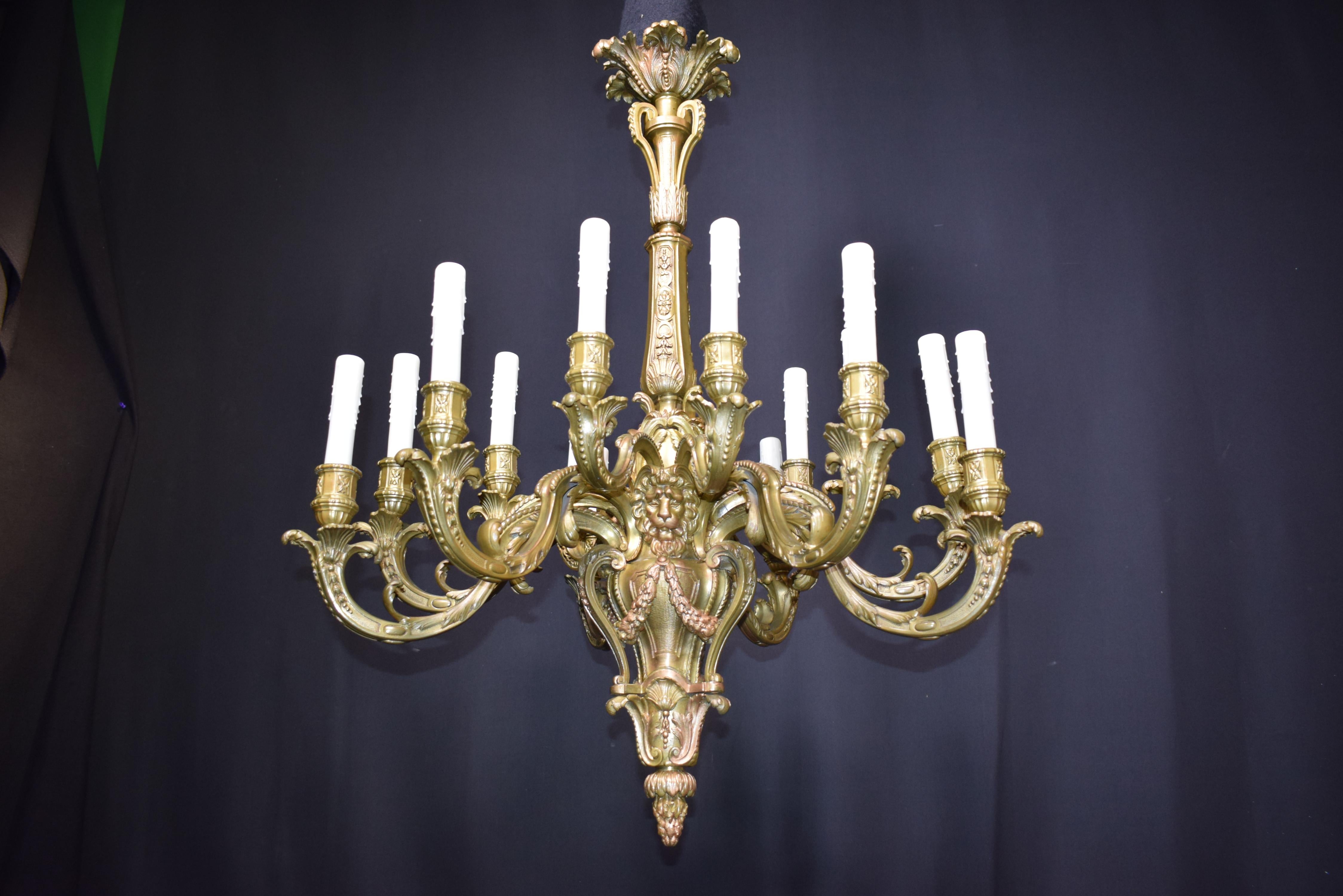 Gilt Bronze Chandelier For Sale 1