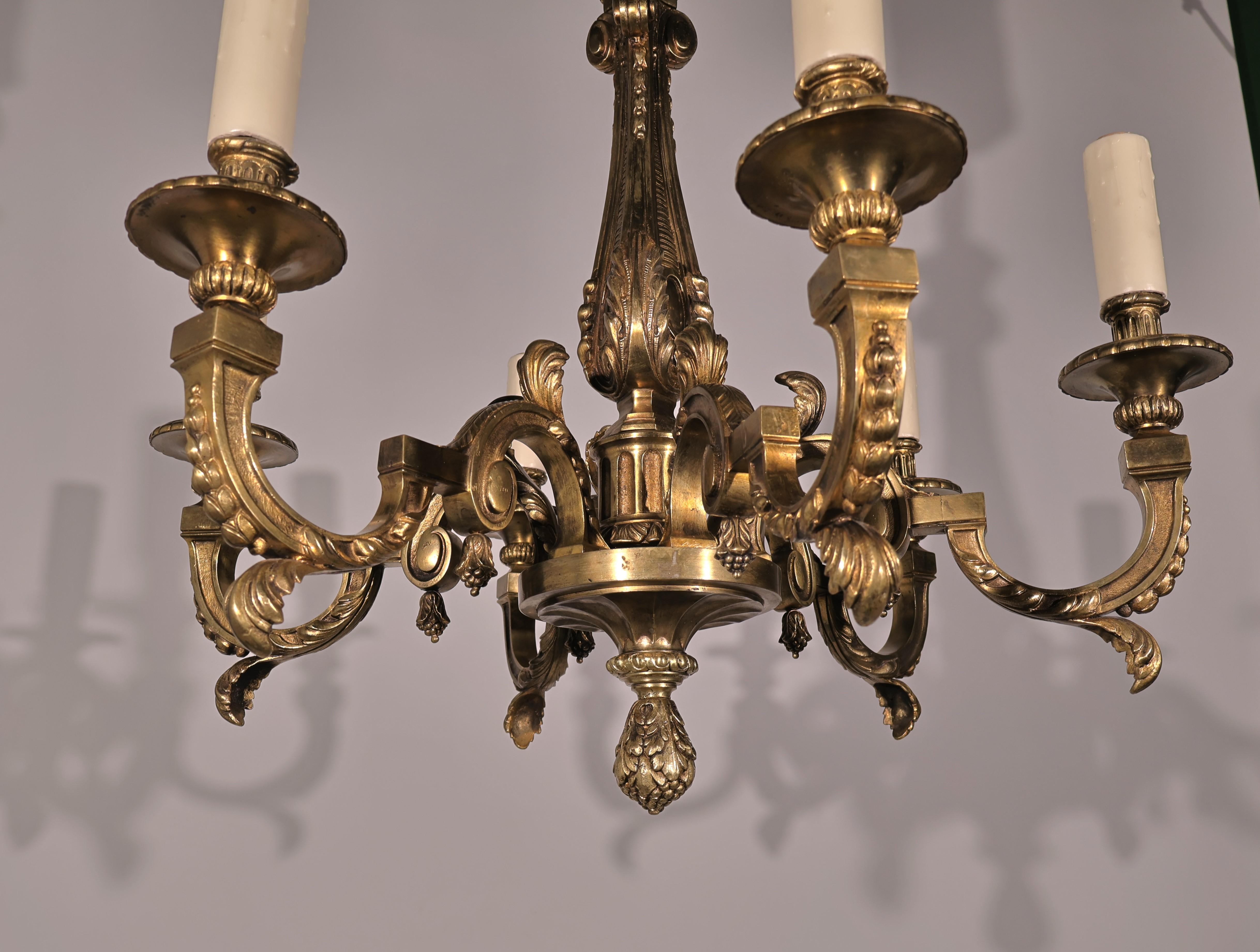 Gilt Bronze Chandelier For Sale 1