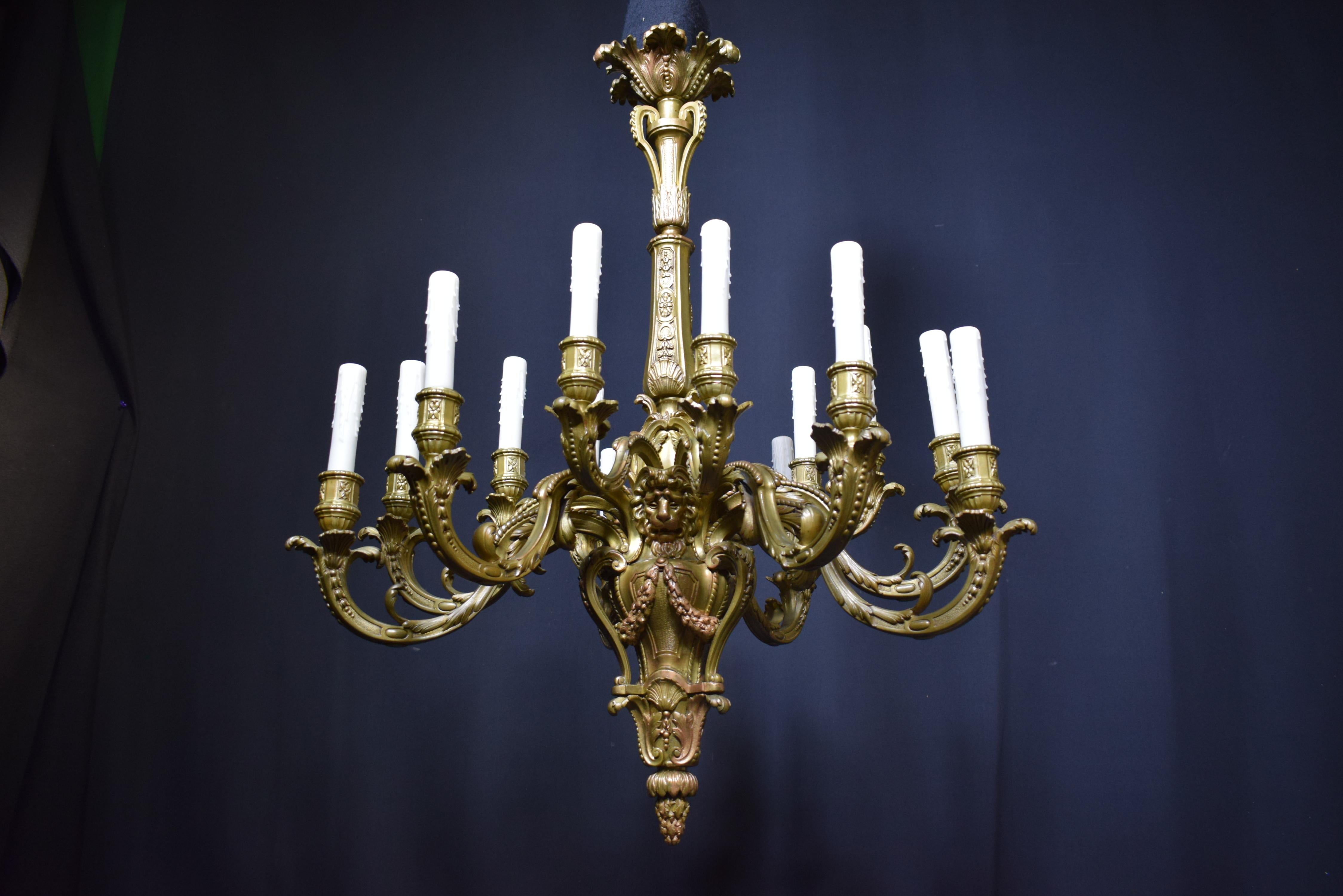 Gilt Bronze Chandelier For Sale 2