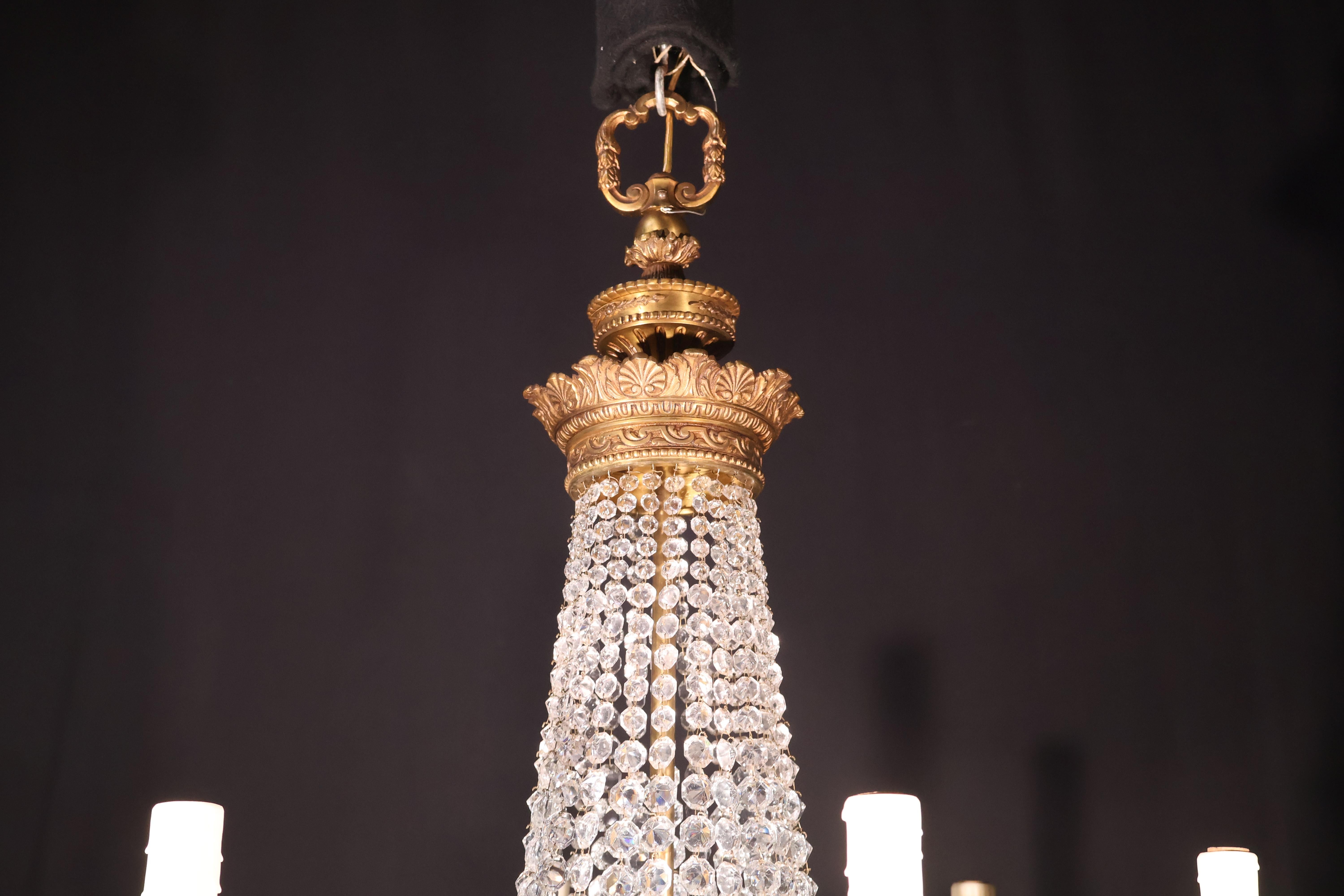 Cristallo Bronzo dorato e lampadario in vendita