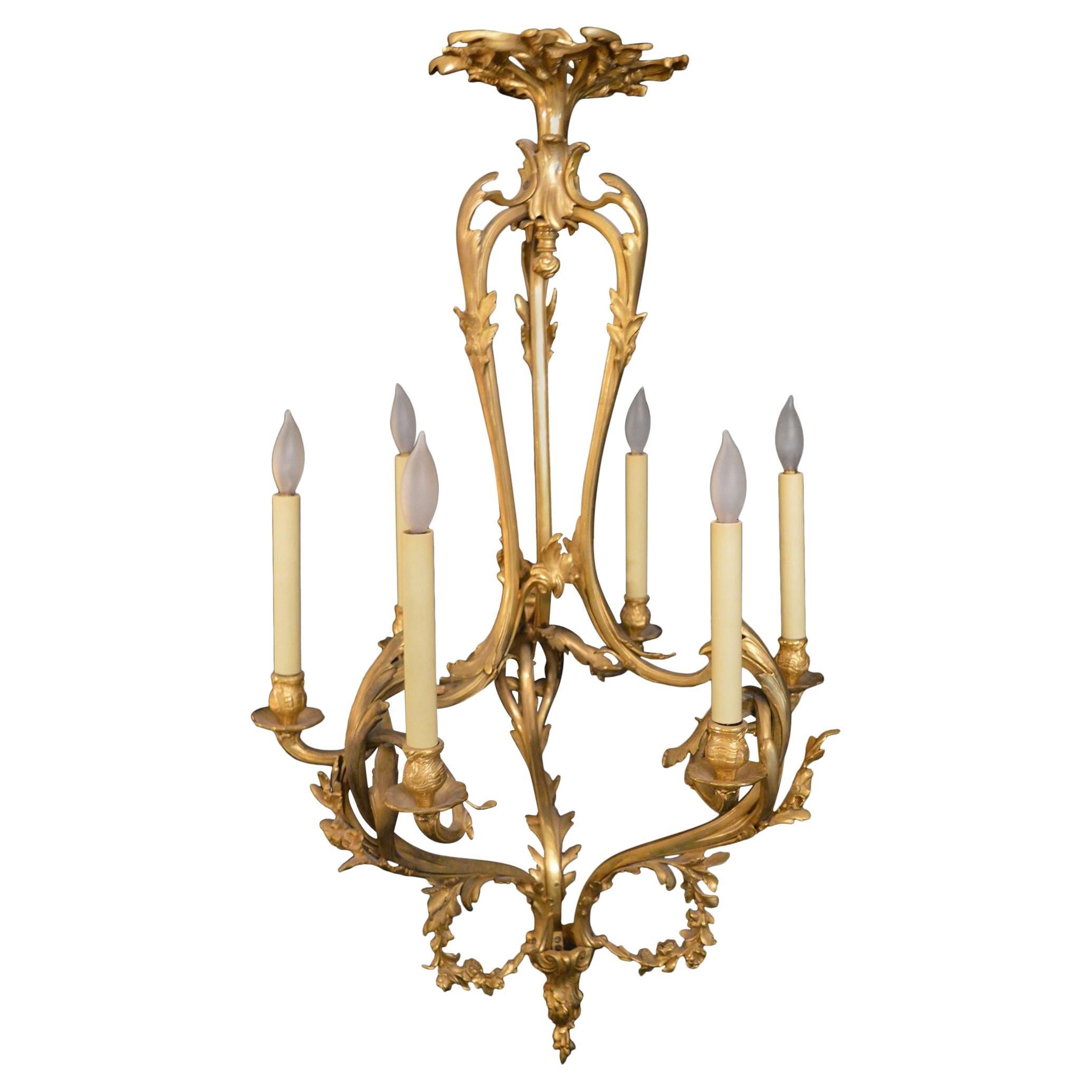 Gilt Bronze Chandelier For Sale