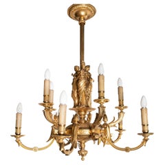 Antique Gilt bronze chandelier. France, late 19th century.