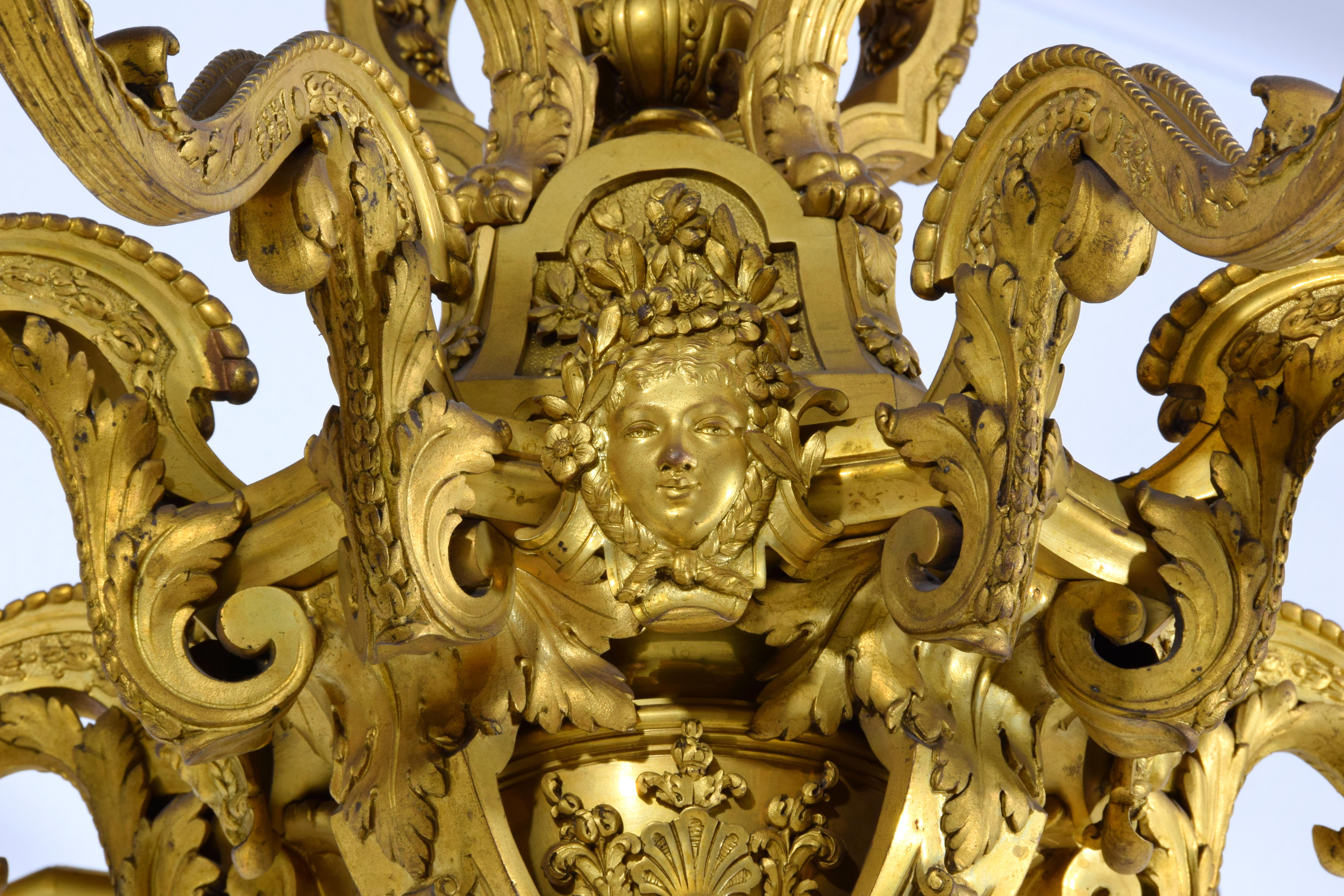 Araña de Bronce Dorado, Francia, Estilo Régence, Segunda Mitad del Siglo XIX en venta 5