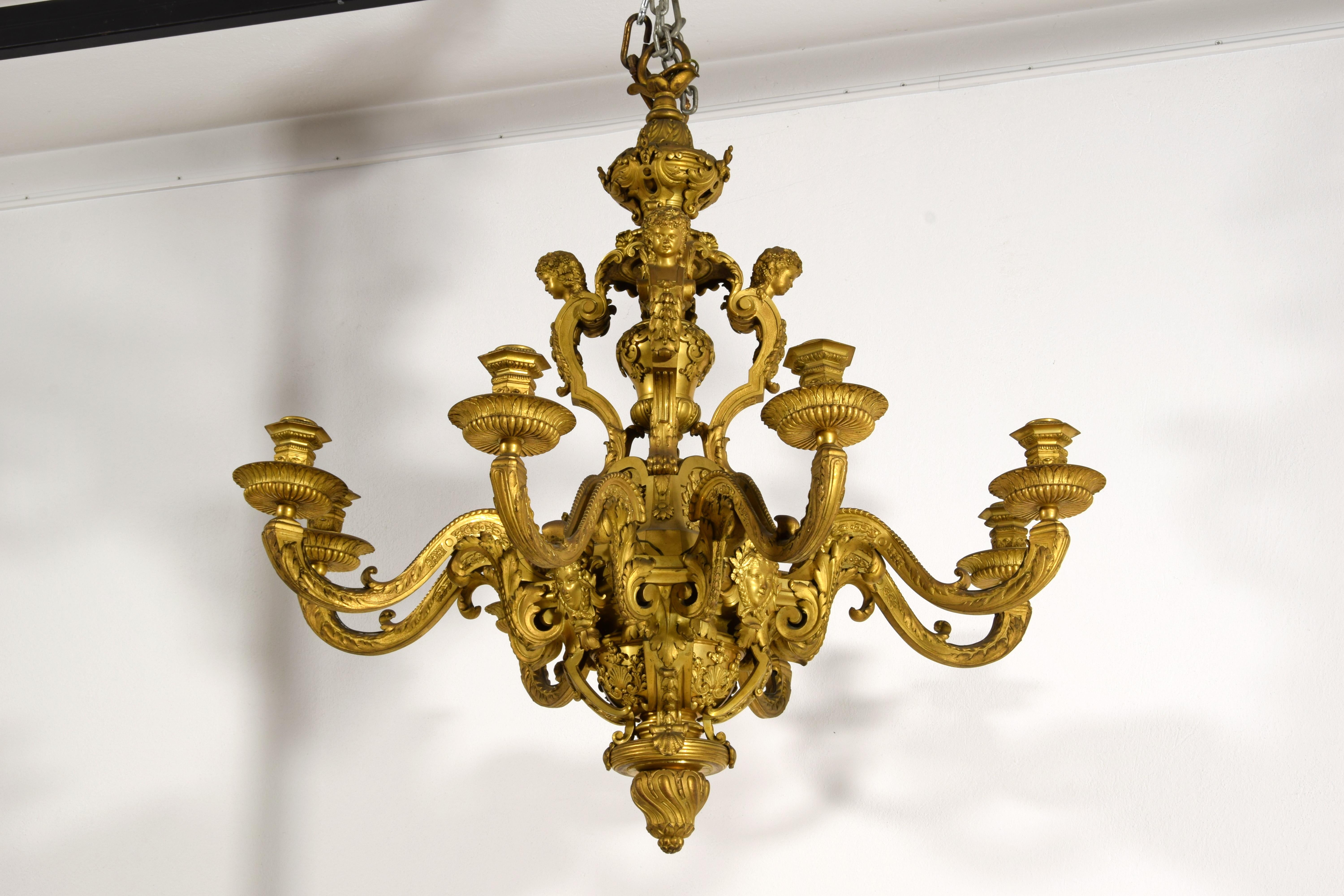 Araña de Bronce Dorado, Francia, Estilo Régence, Segunda Mitad del Siglo XIX siglo XIX en venta