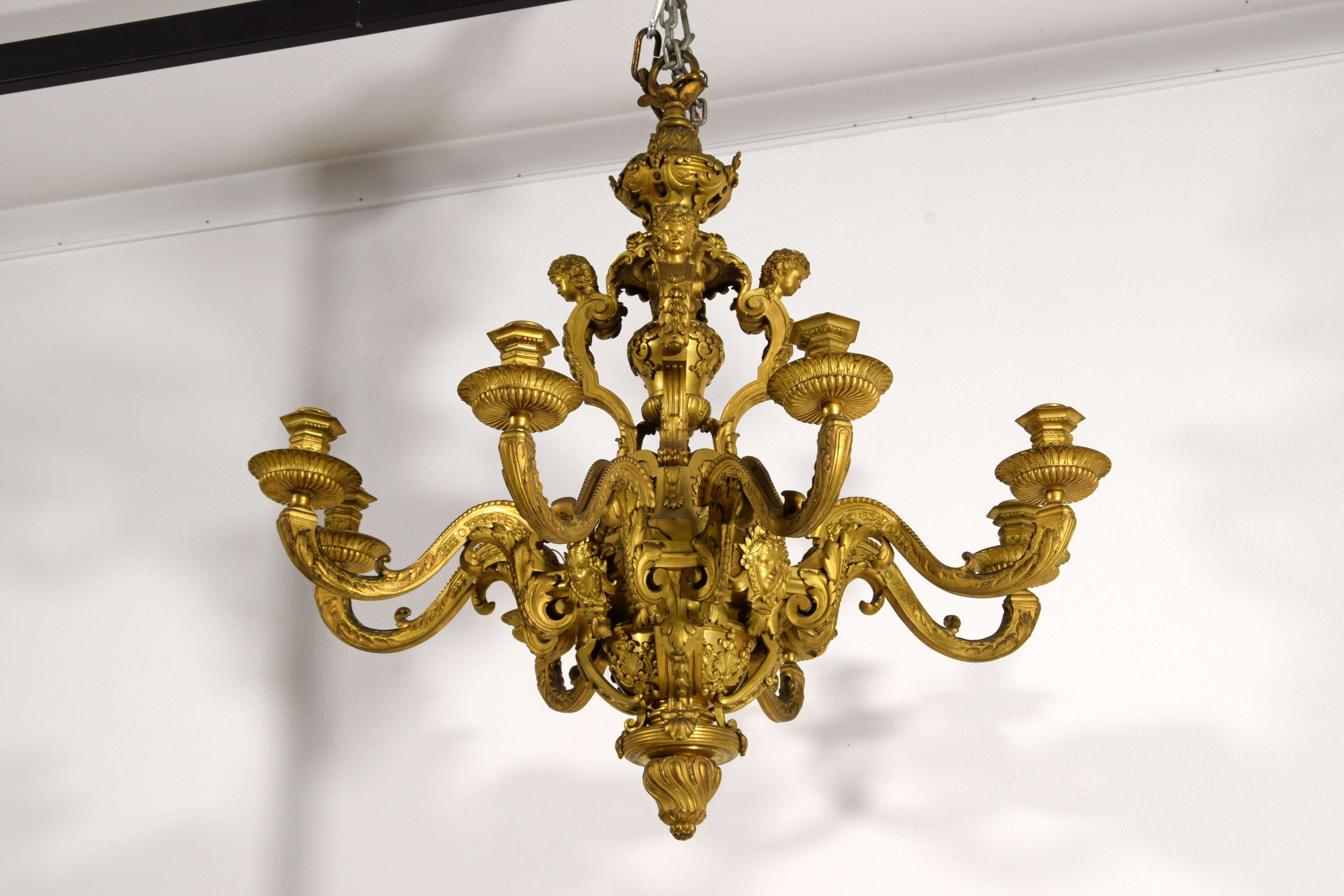 Araña de Bronce Dorado, Francia, Estilo Régence, Segunda Mitad del Siglo XIX en venta 2