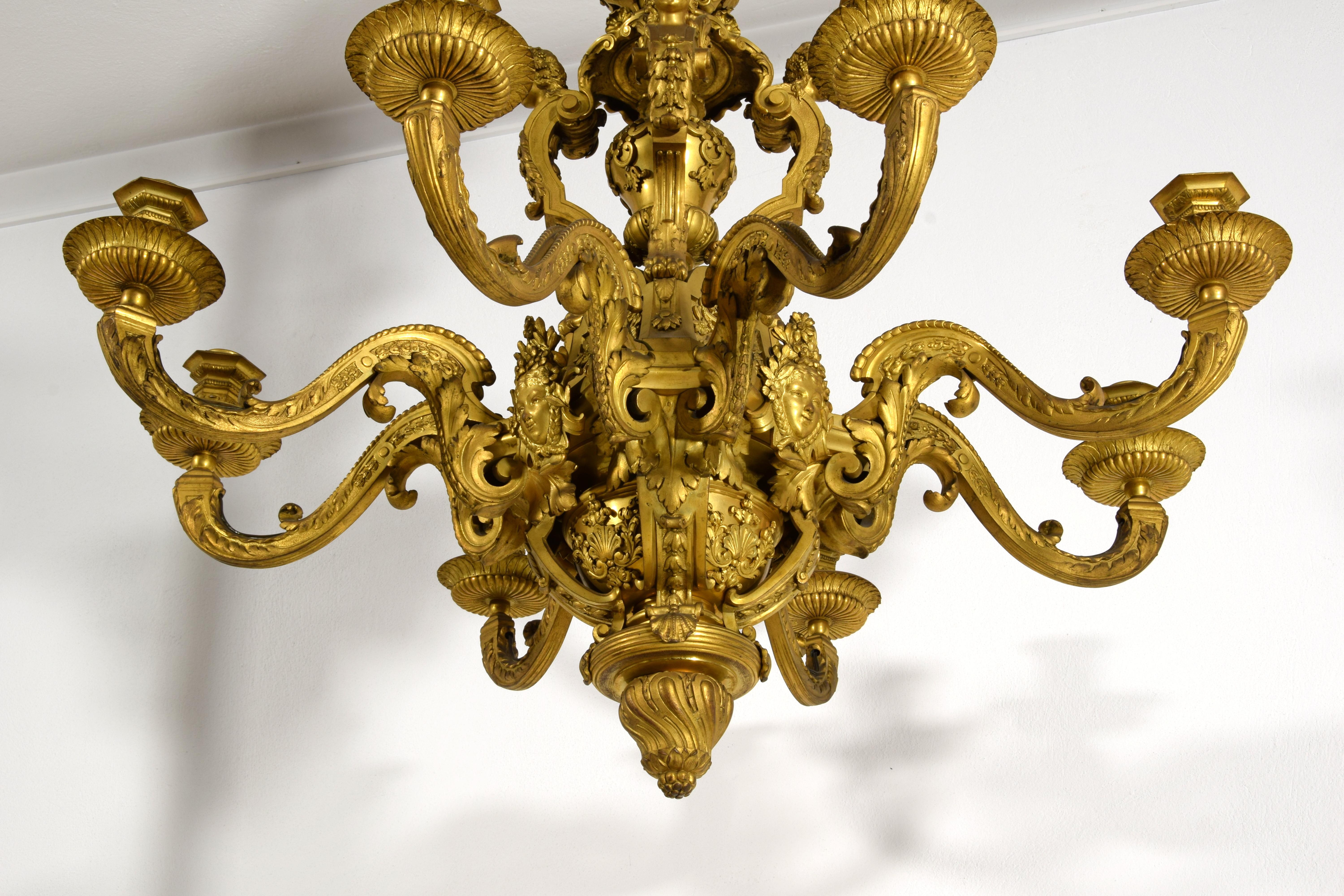 Araña de Bronce Dorado, Francia, Estilo Régence, Segunda Mitad del Siglo XIX en venta 3
