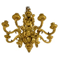 Araña de Bronce Dorado, Francia, Estilo Régence, Segunda Mitad del Siglo XIX