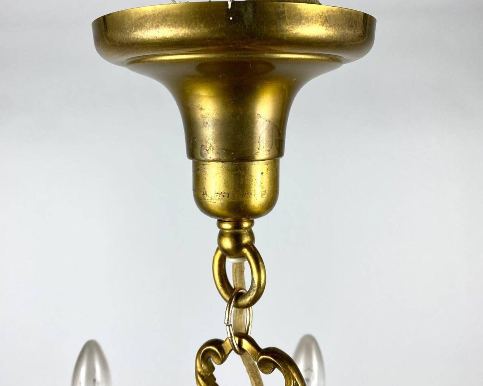 Gilt Bronze Chandelier  Vintage 8-Horn Lighting, France, 20th Century For Sale 2