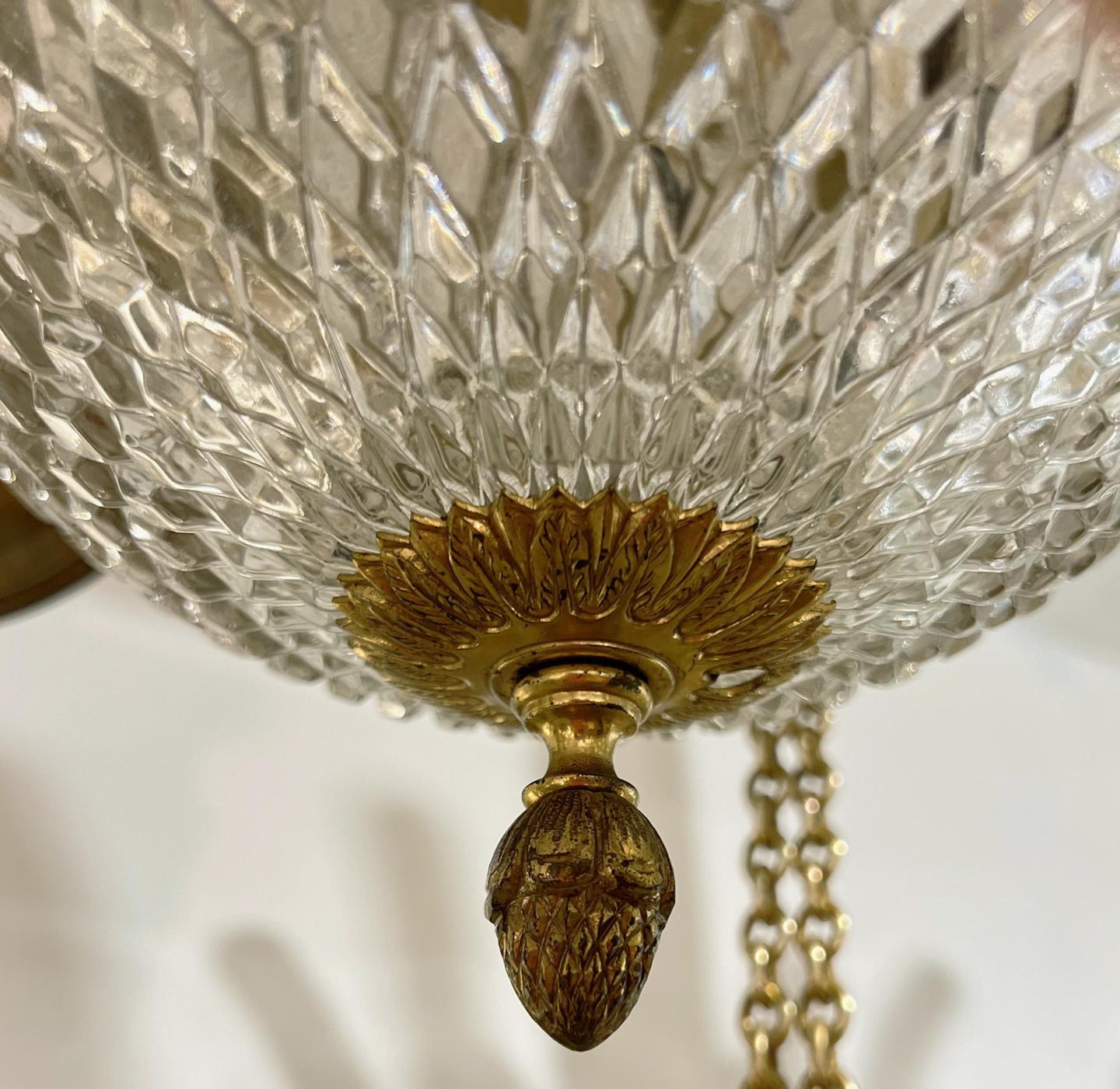 Gilt Bronze Chandelier with Crystal Insets 5