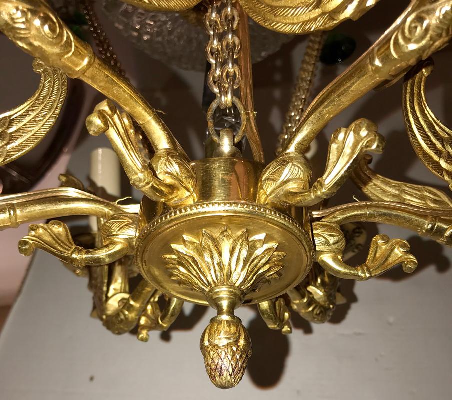 Gilt Bronze Chandelier with Crystal Insets 1