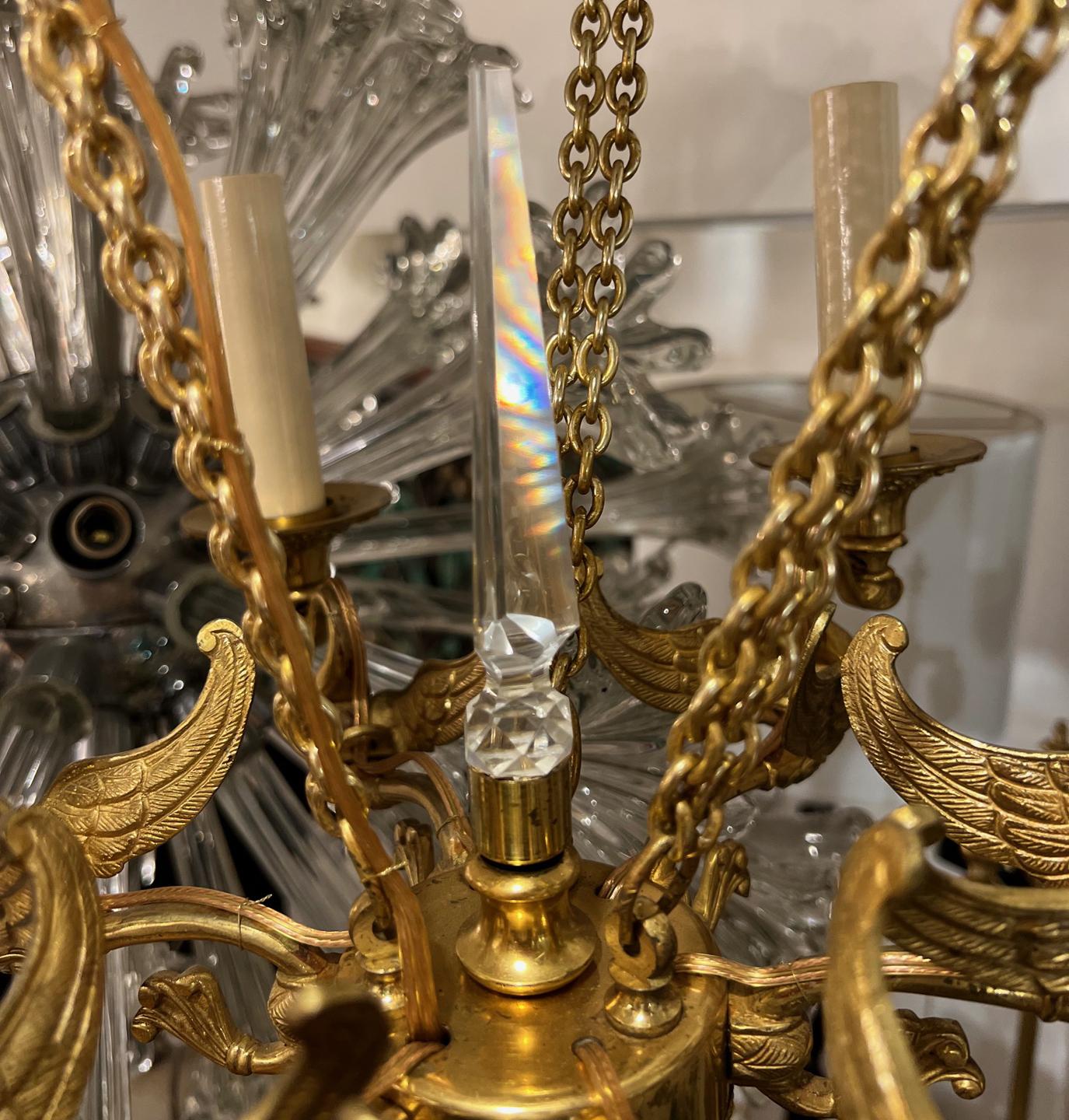 Gilt Bronze Chandelier with Crystal Insets 3