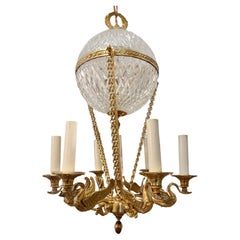 Gilt Bronze Chandelier with Crystal Insets