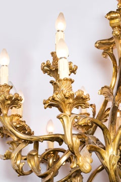 Gilt Bronze Chandelier with Lost-Wax Process, France, circa 1890