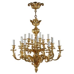 Gilt Bronze Chandelier with Rocaille Decoration, 18 Branches