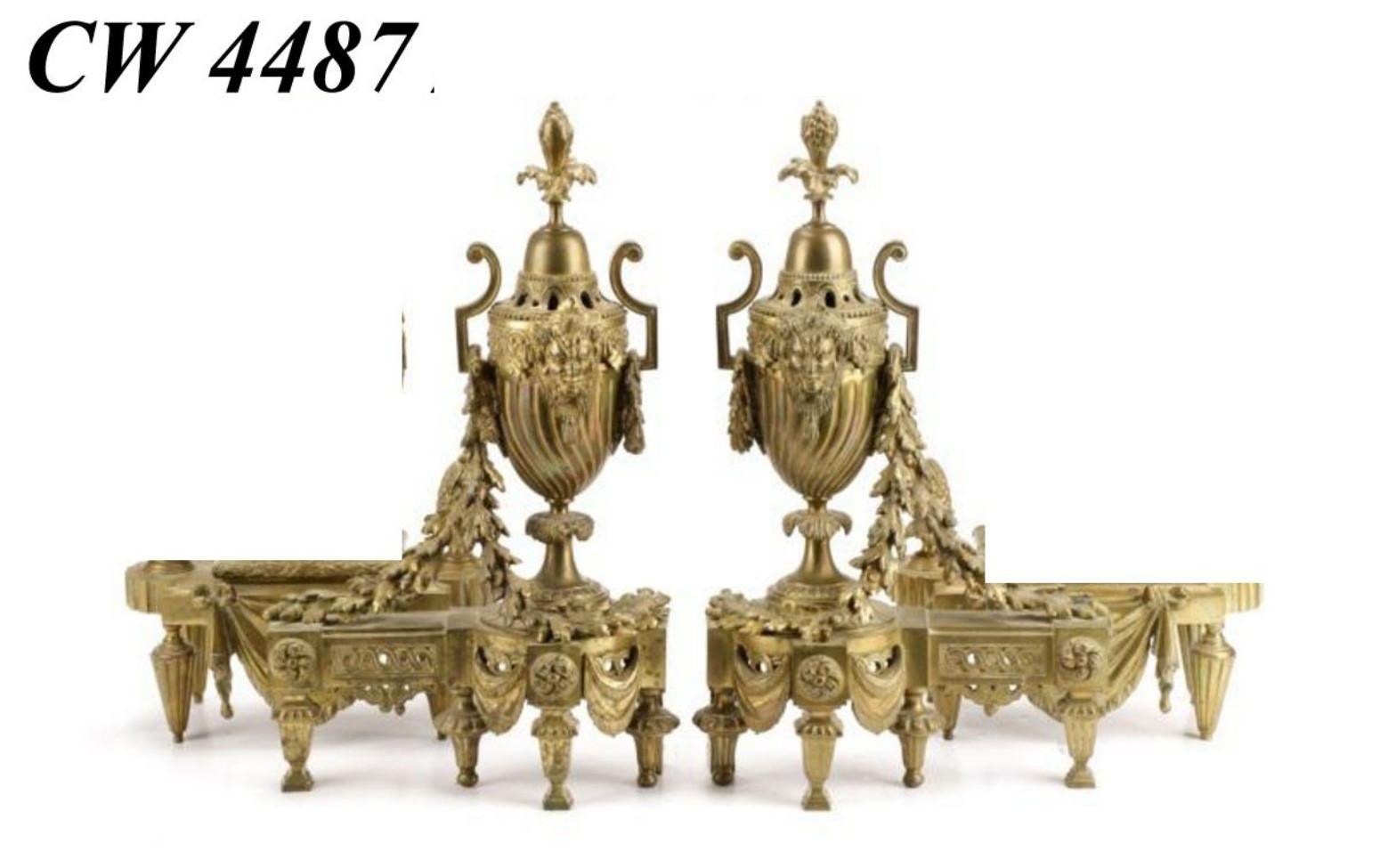 A superb pair of gilt bronze chenets. Very fine detail. 
France, circa 1860
Dimensions: Height 20 1/4