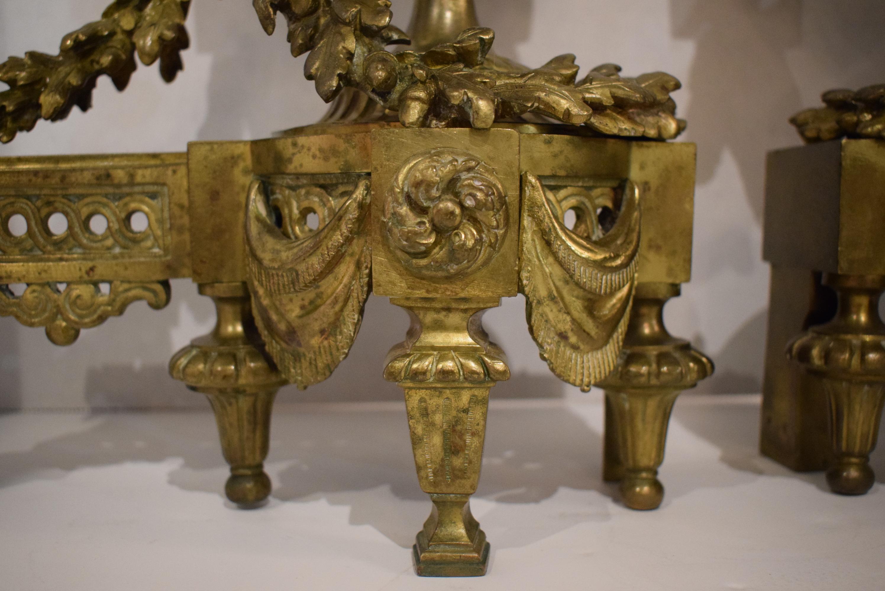 Gilt Bronze Chenets, France, circa 1860 For Sale 2