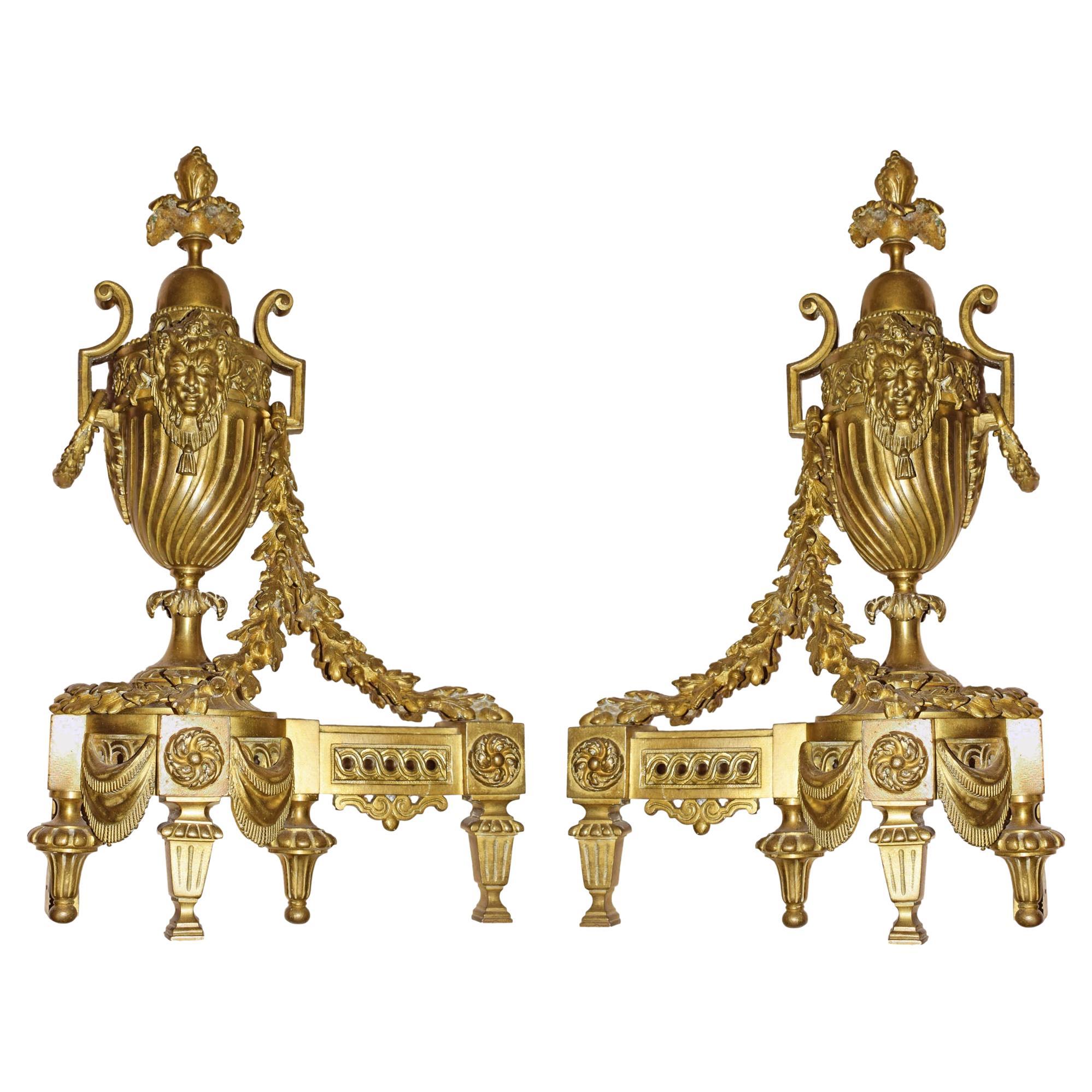 Gilt Bronze Chenets, France, circa 1860