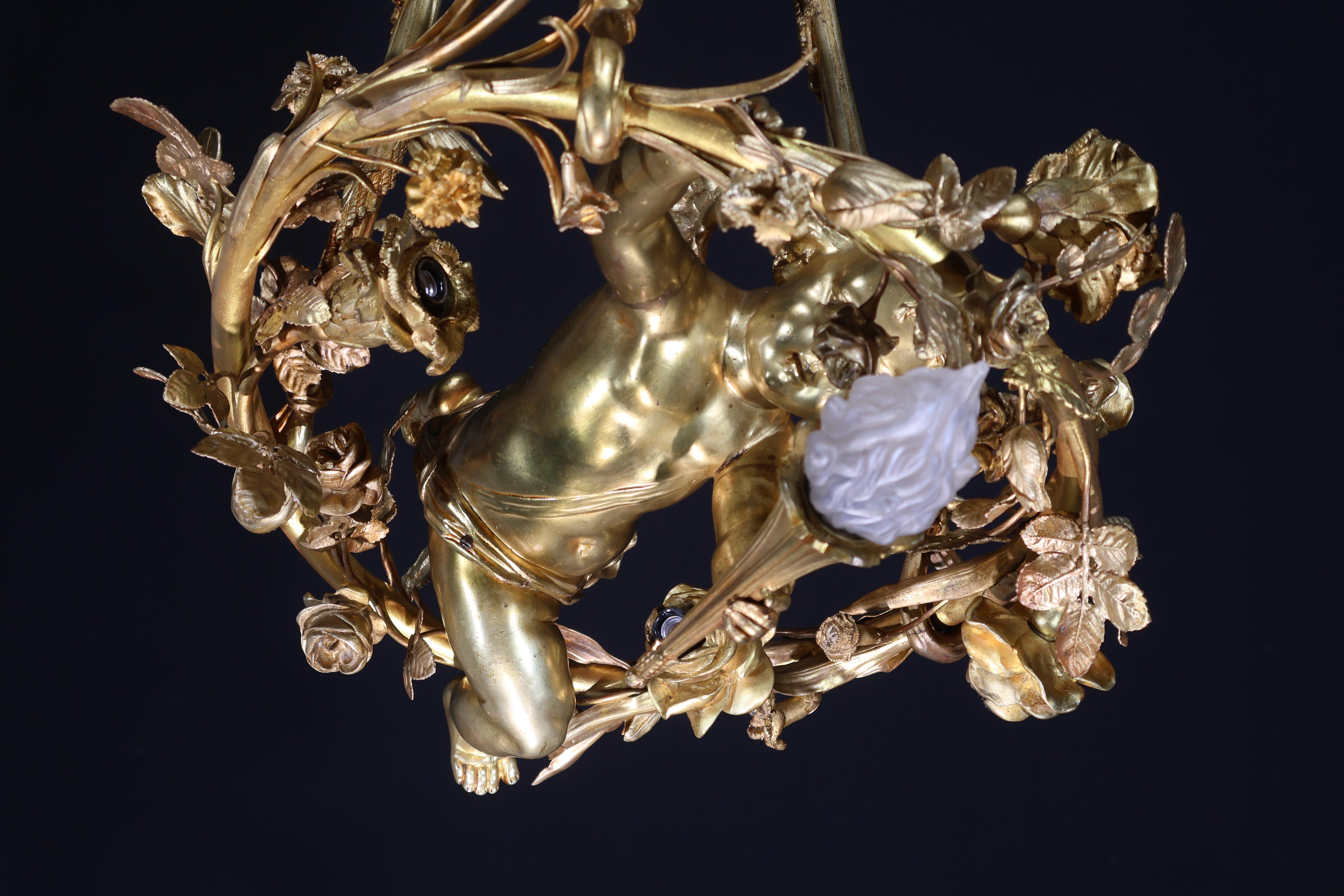 Araña Querubín Bronce Dorado en venta 6