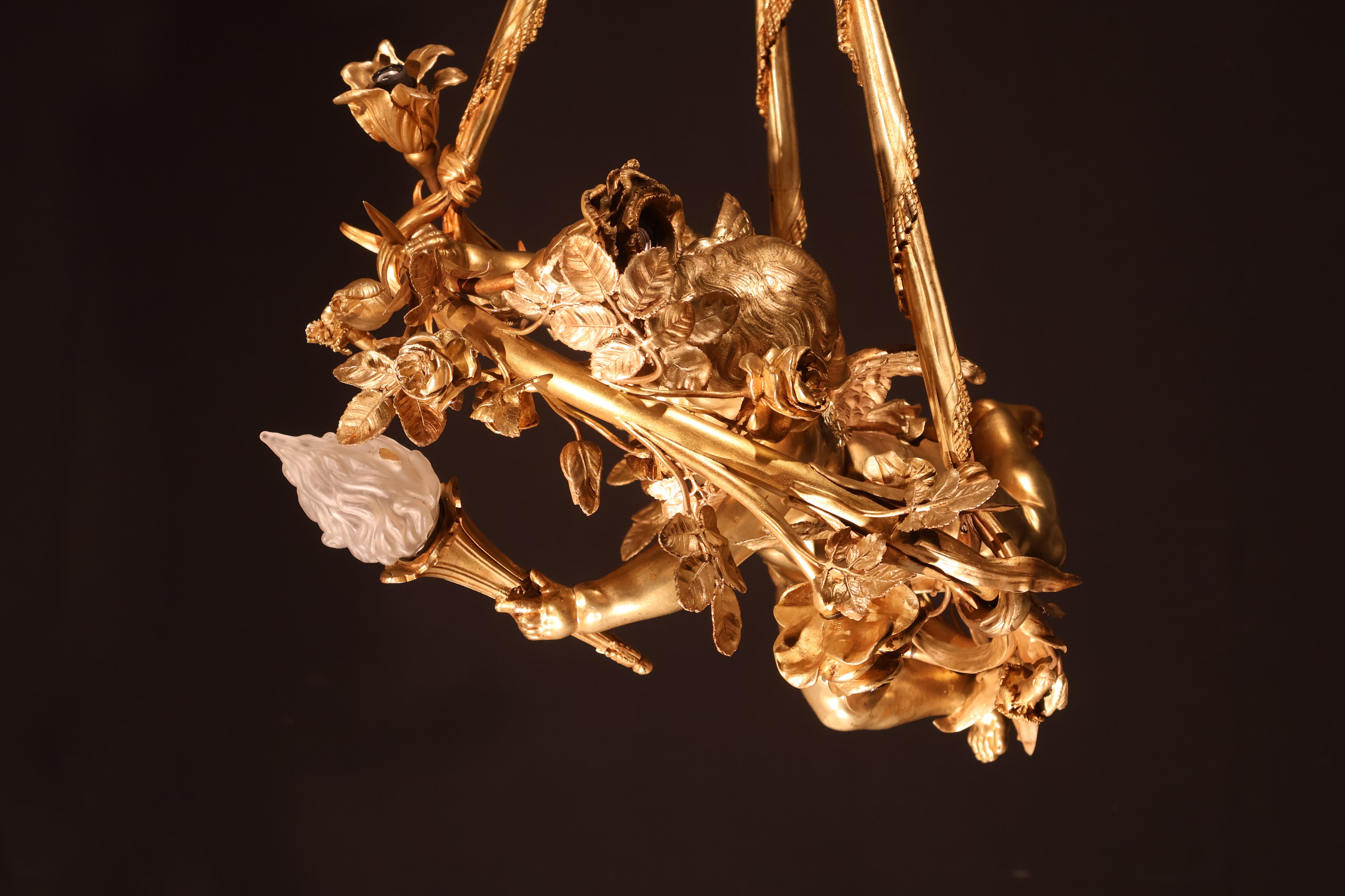Araña Querubín Bronce Dorado en venta 1