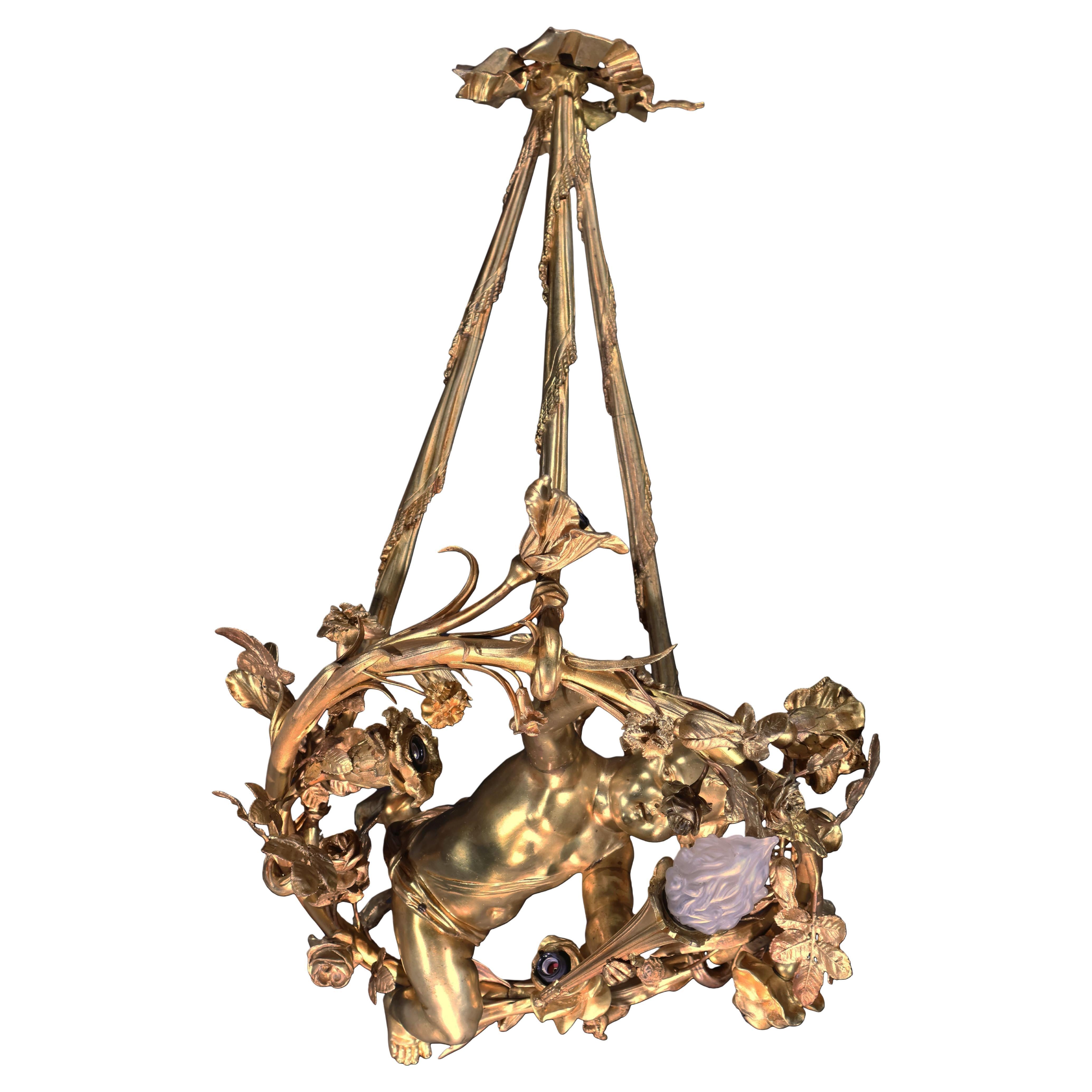 Gilt Bronze Cherub Chandelier