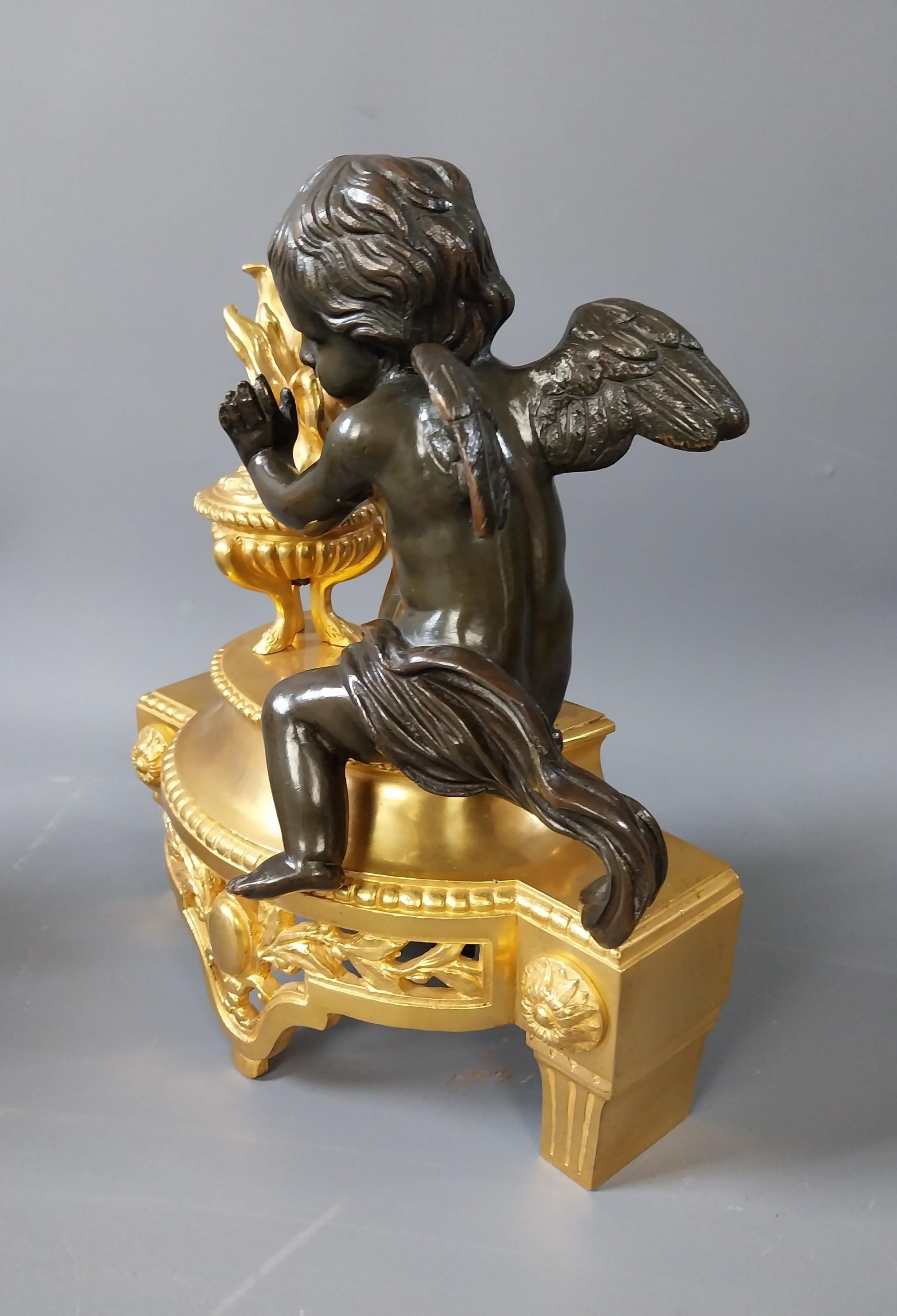 Cherub Chenet aus vergoldeter Bronze (Vergoldet) im Angebot