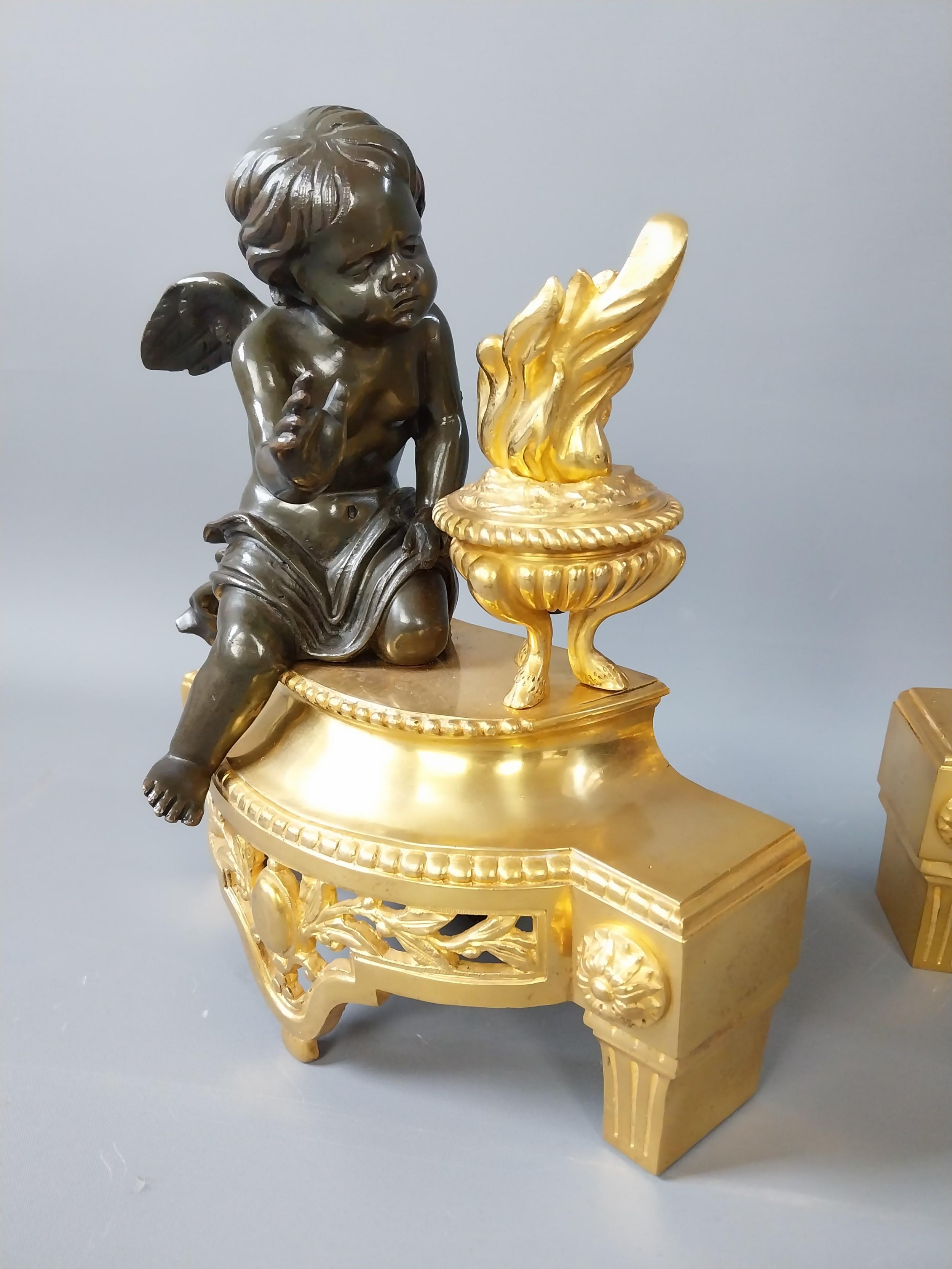 Cherub Chenet aus vergoldeter Bronze (19. Jahrhundert) im Angebot