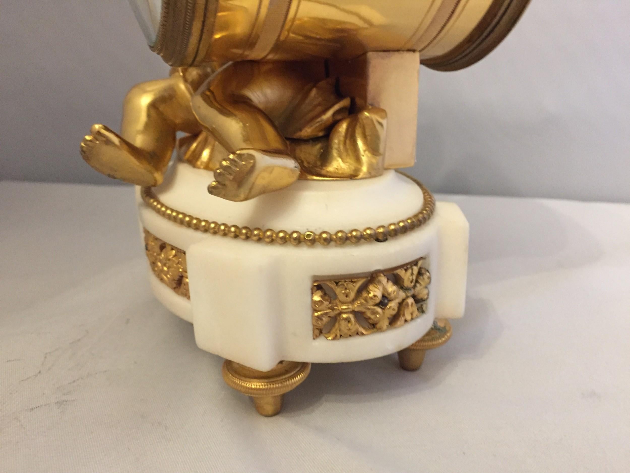 French Gilt Bronze Cherub Mantle Clock 19th Century For Sale 3